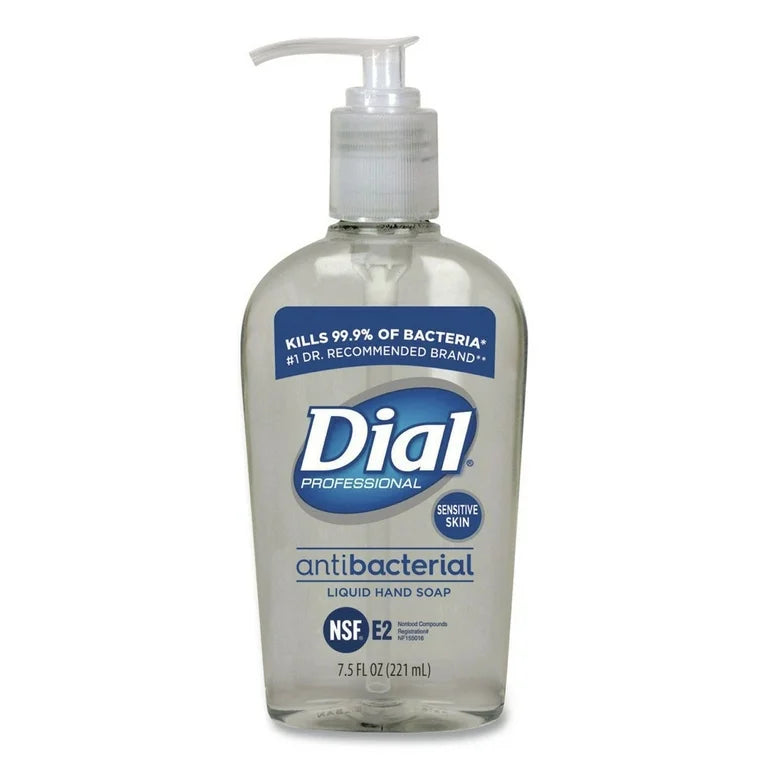 DIAL® SENSITIVE SKIN ANTIBACTERIAL LIQUID HAND SOAP Sensitive Skin Liquid Hand Soap, Antibacterial, Pump, 7.5 oz, 12/cs