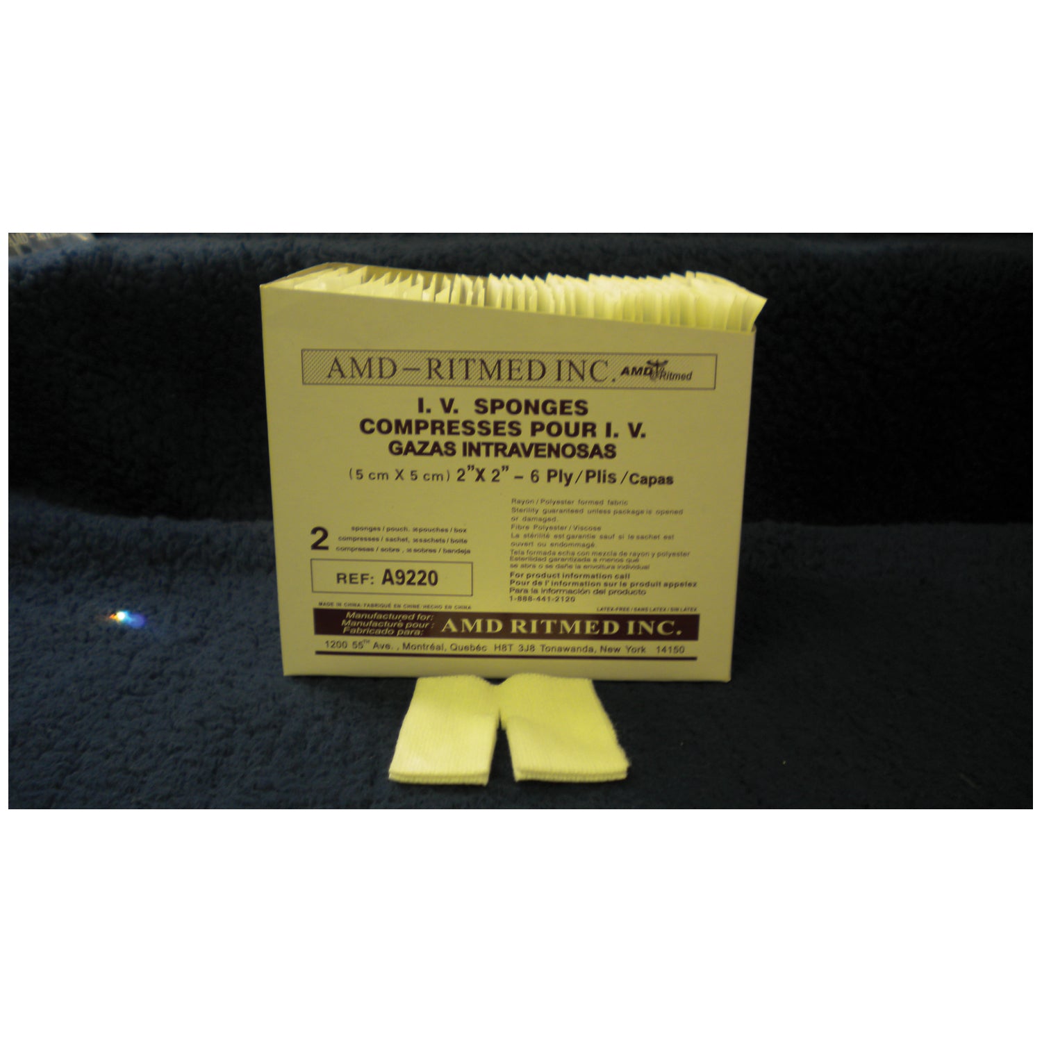 AMD MEDICOM TRACH & IV NON-WOVEN DRESSING SPONGES "IV Sponge, 2\" x 2\", 6-Ply, Sterile 2s, 70/pk, 20 pk/cs"
