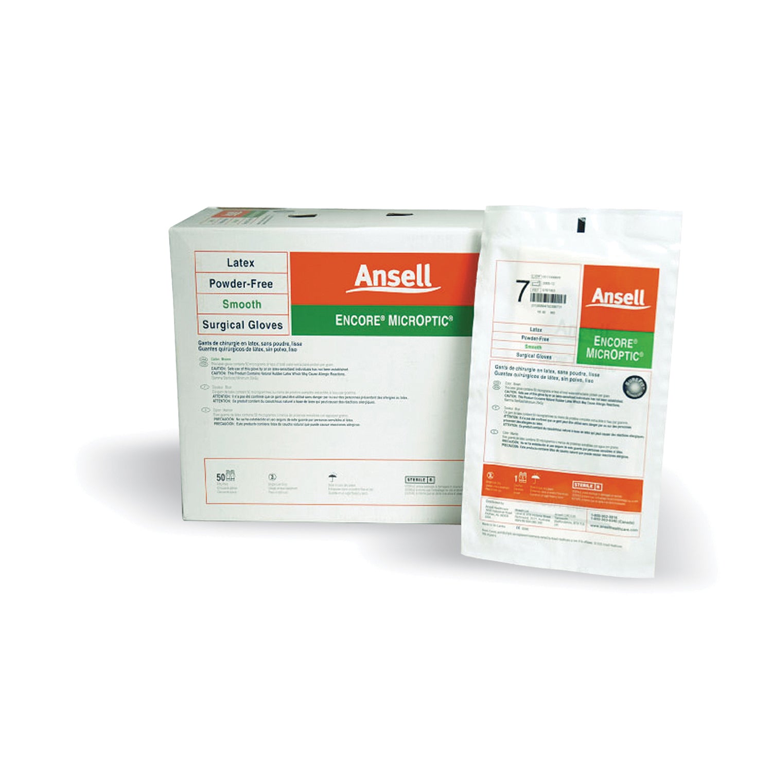 ANSELL ENCORE® MICROPTIC® POWDER-FREE LATEX Surgical Gloves, Size 51/2, 50 pr/bx, 4 bx/cs
