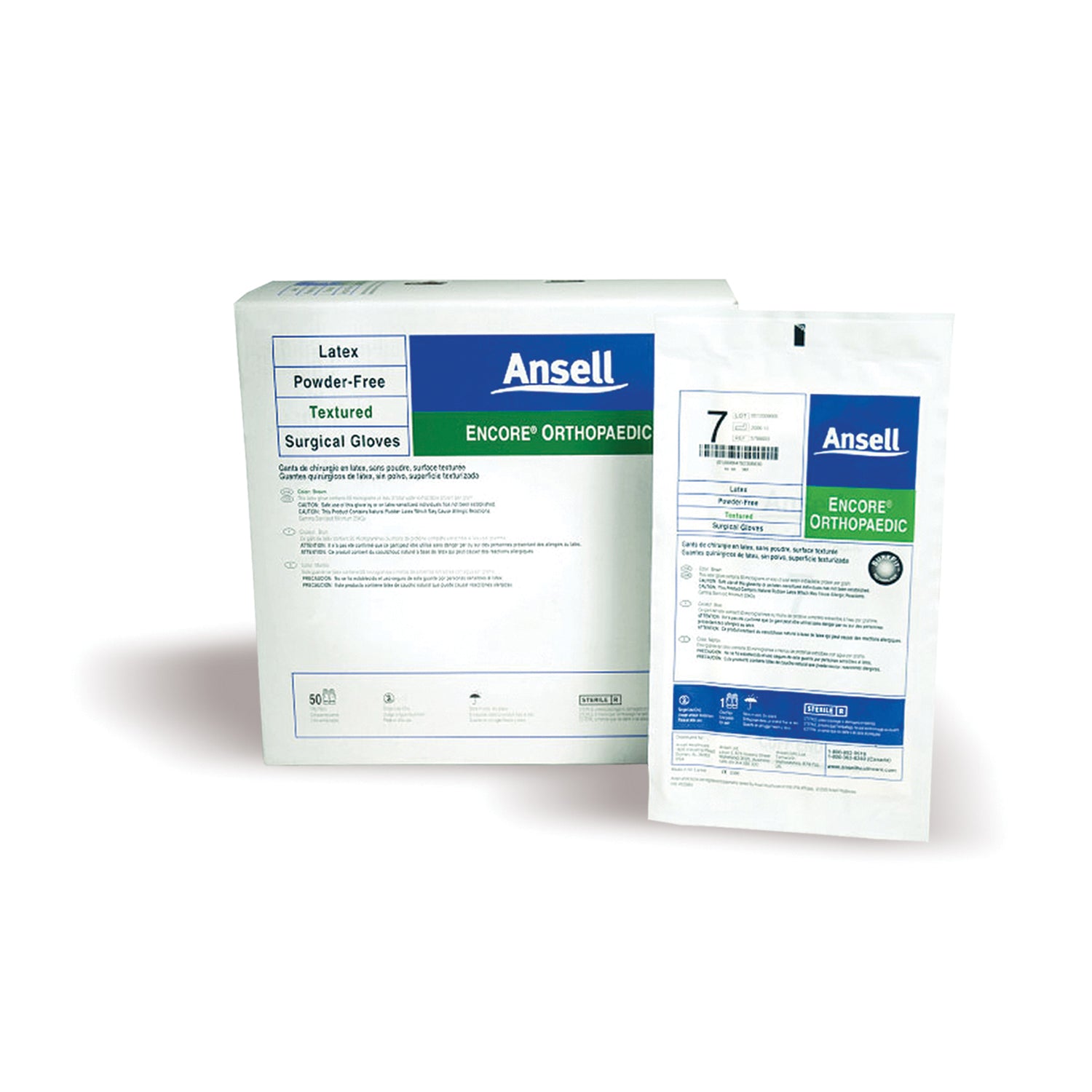 ANSELL ENCORE® POWDER-FREE ORTHOPAEDIC STERILE Surgical Gloves, Size 81/2, 50 pr/bx, 4 bx/cs