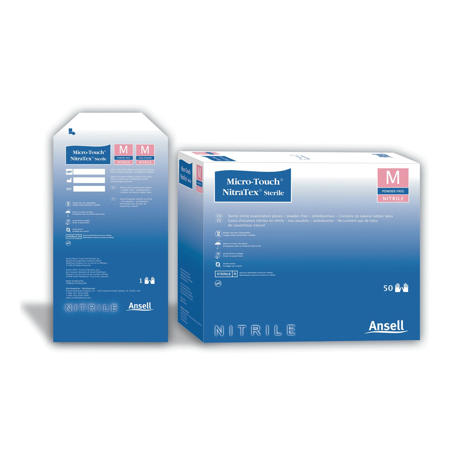 ANSELL MICRO-TOUCH® NITRATEX® STERILE Exam Gloves, Sterile, Large, Pairs, 50 pr/bx, 4 bx/cs