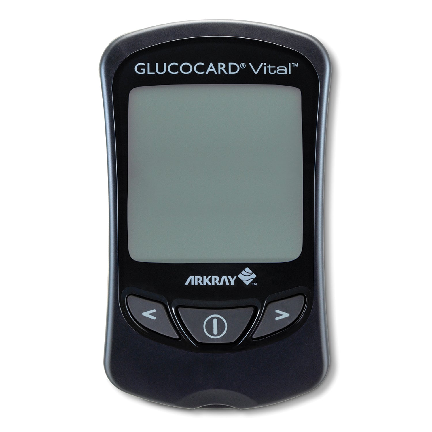 ARKRAY GLUCOCARD® VITAL™ BLOOD GLUCOSE MONITORING SYSTEM Blood Glucose Black Meter Kit Includes: 1 Meter, 10 Test Strips, 1 Bottle of Control Solution, Lancing Device, 10 Lancets, Log Book, User Manual & Quick Reference Guide