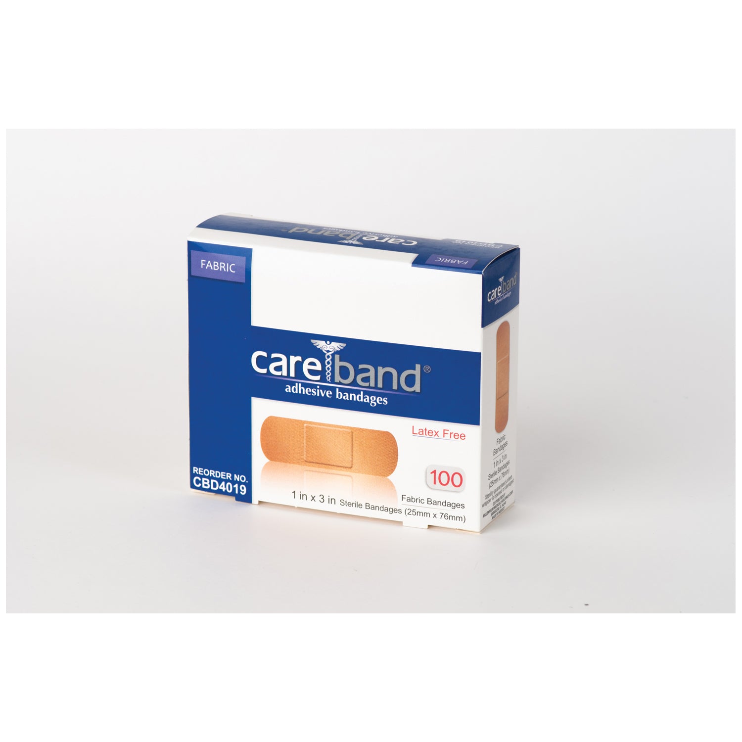 ASO CAREBAND™ PLASTIC ADHESIVE STRIP BANDAGES "Plastic Adhesive Strips, 1\" x 3\", Latex Free (LF), 100/bx, 12 bx/cs"