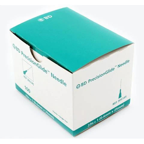 BD PRECISIONGLIDE™ NEEDLES "Needle, 23G x 1\", Regular Bevel, Sterile, 100/bx, 10 bx/cs "