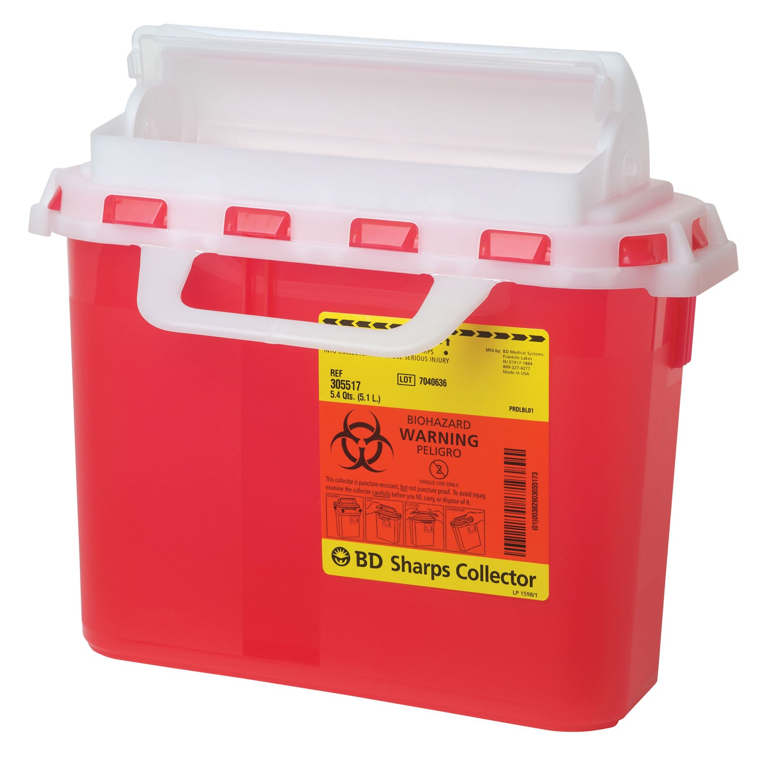 BD Patient Room Sharps Collector, 5.4 Qt, 5/bx, 20/cs