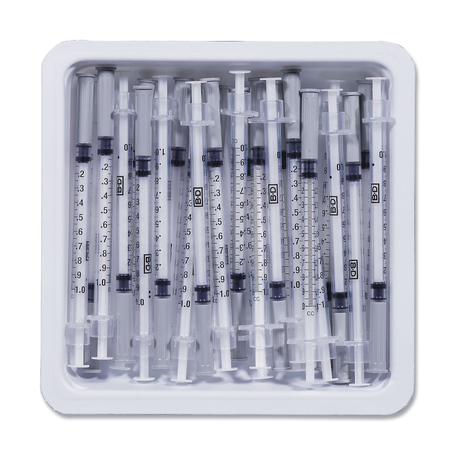 BD PRECISIONGLIDE™ ALLERGIST TRAYS "Allergist Tray, 1mL, Permanently Attached Needle, 27G x 3/8\", Intradermal Bevel, 25/tray, 40 trays/cs "