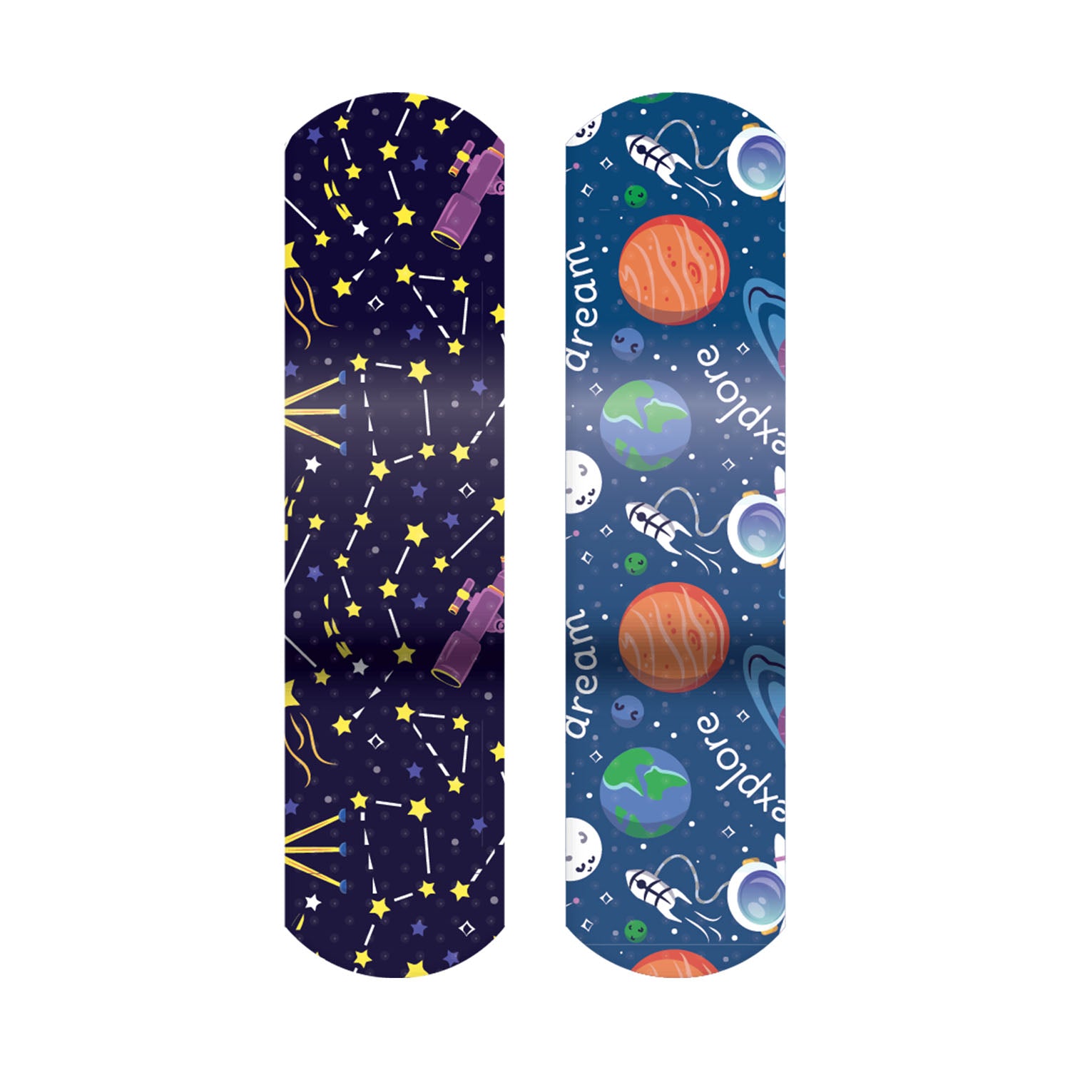 DUKAL CHILDREN‘S CHARACTER ADHESIVE BANDAGES Adhesive Bandage, Planets & Stars, ¾" x 3", Sterile, 100/bx, 12 bx/cs