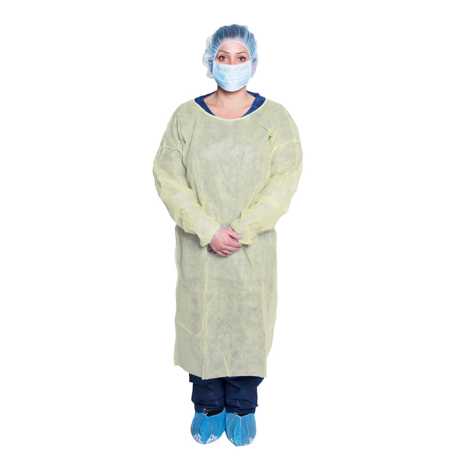 DUKAL S Isolation Gown, One Size, Yellow, 10/bg, 5 bg/cs (36 cs/plt)