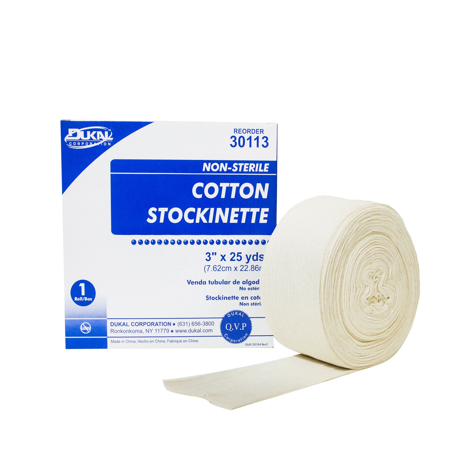 DUKAL COTTON STOCKINETTE "Stockinette, 3\" x 25 yds, Cotton, 6 rl/cs"