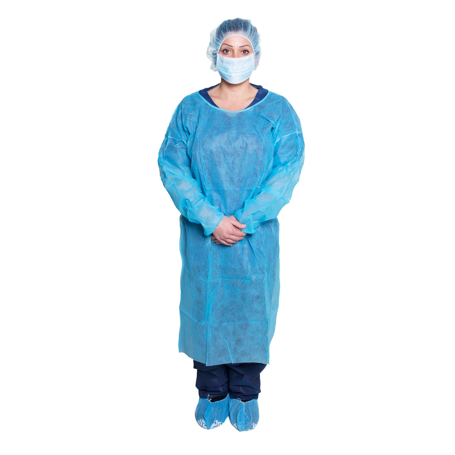 DUKAL S Isolation Gown, One Size, Blue, 10/bg, 5 bg/cs (84 cs/plt)