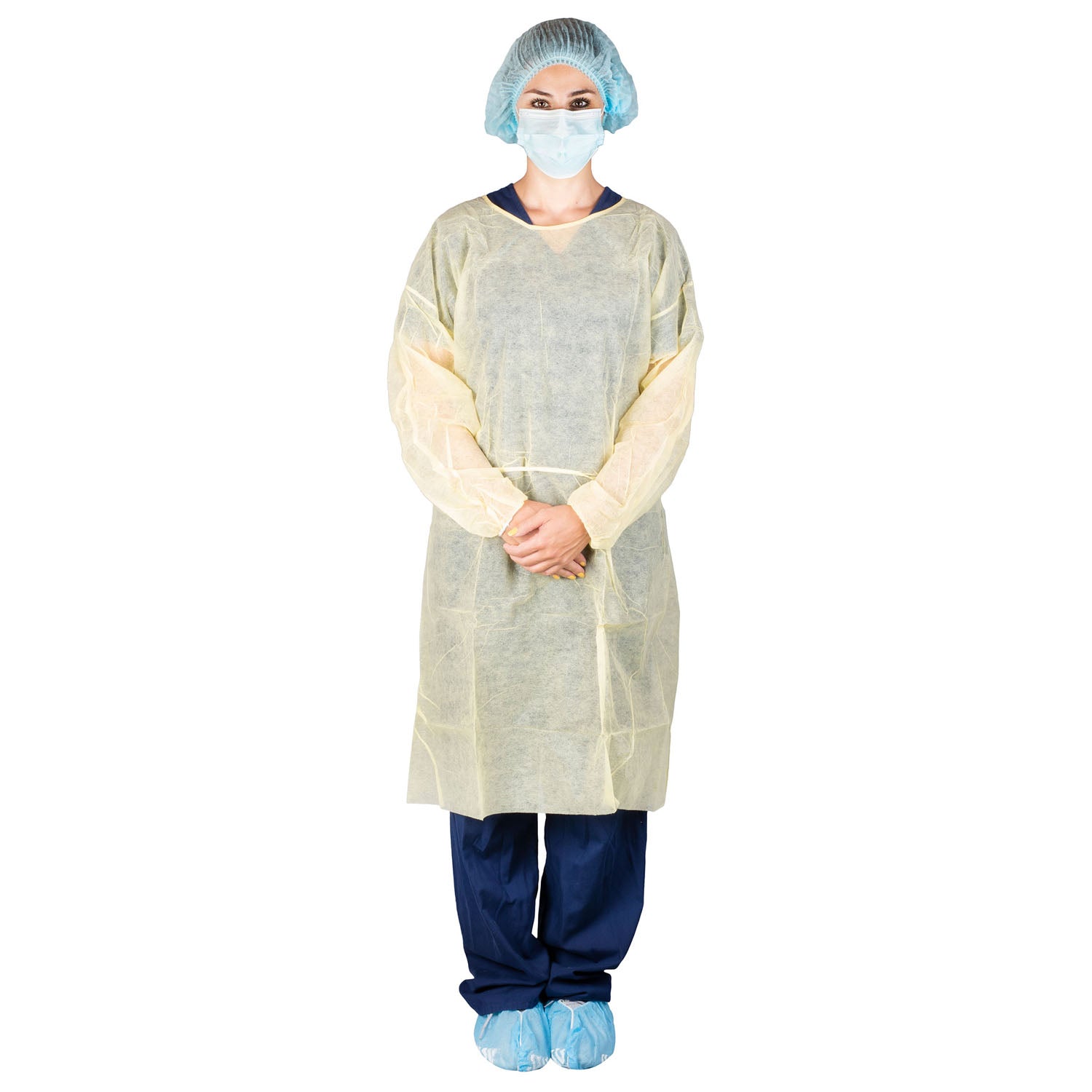 DUKAL S Isolation Gown, Poly Coated, Impervious, Yellow, 10/bg, 5 bg/cs (36 cs/plt)