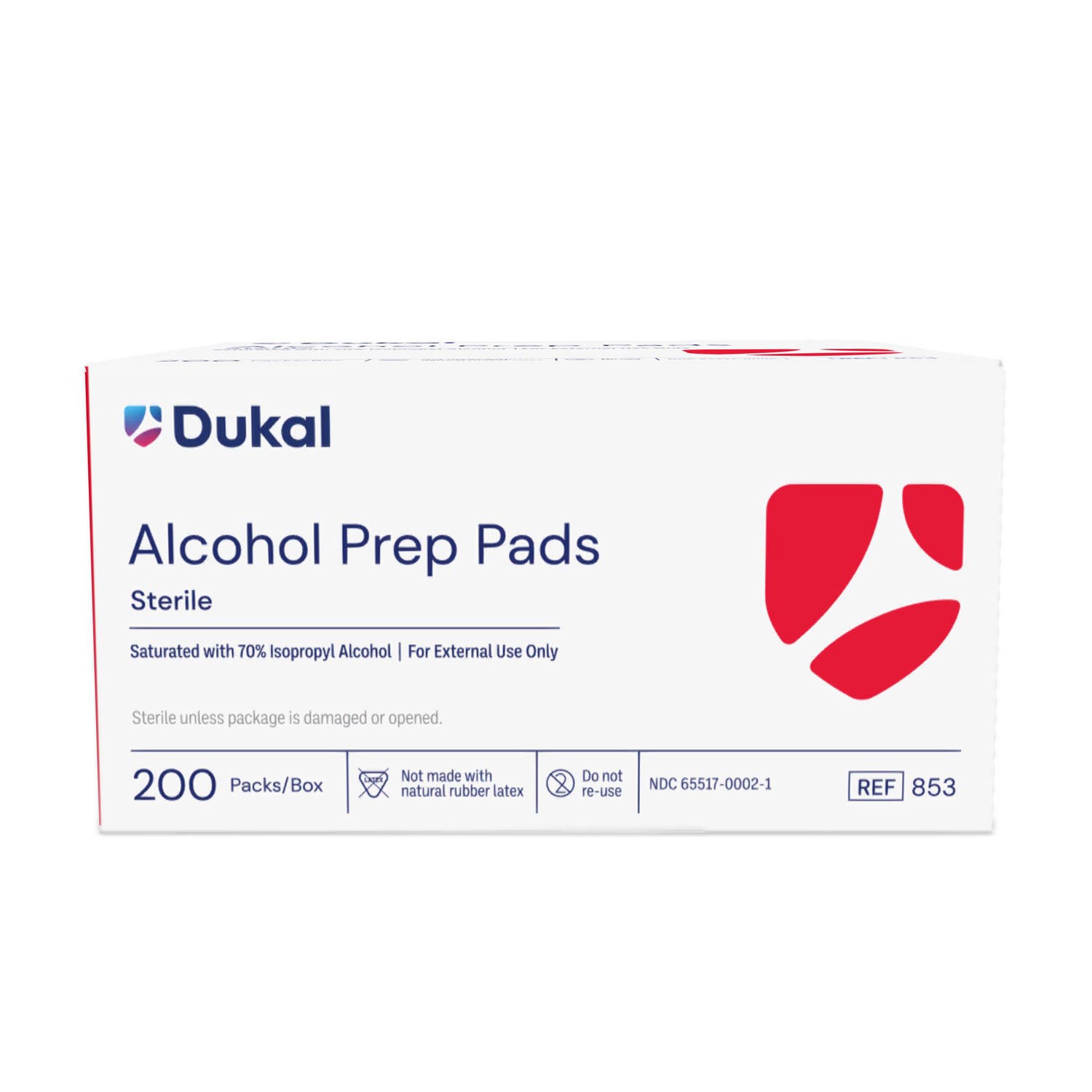 DUKAL ALCOHOL PADS Alcohol Prep Pads, Medium, 2-Ply, Sterile, 200/bx, 20 bx/cs