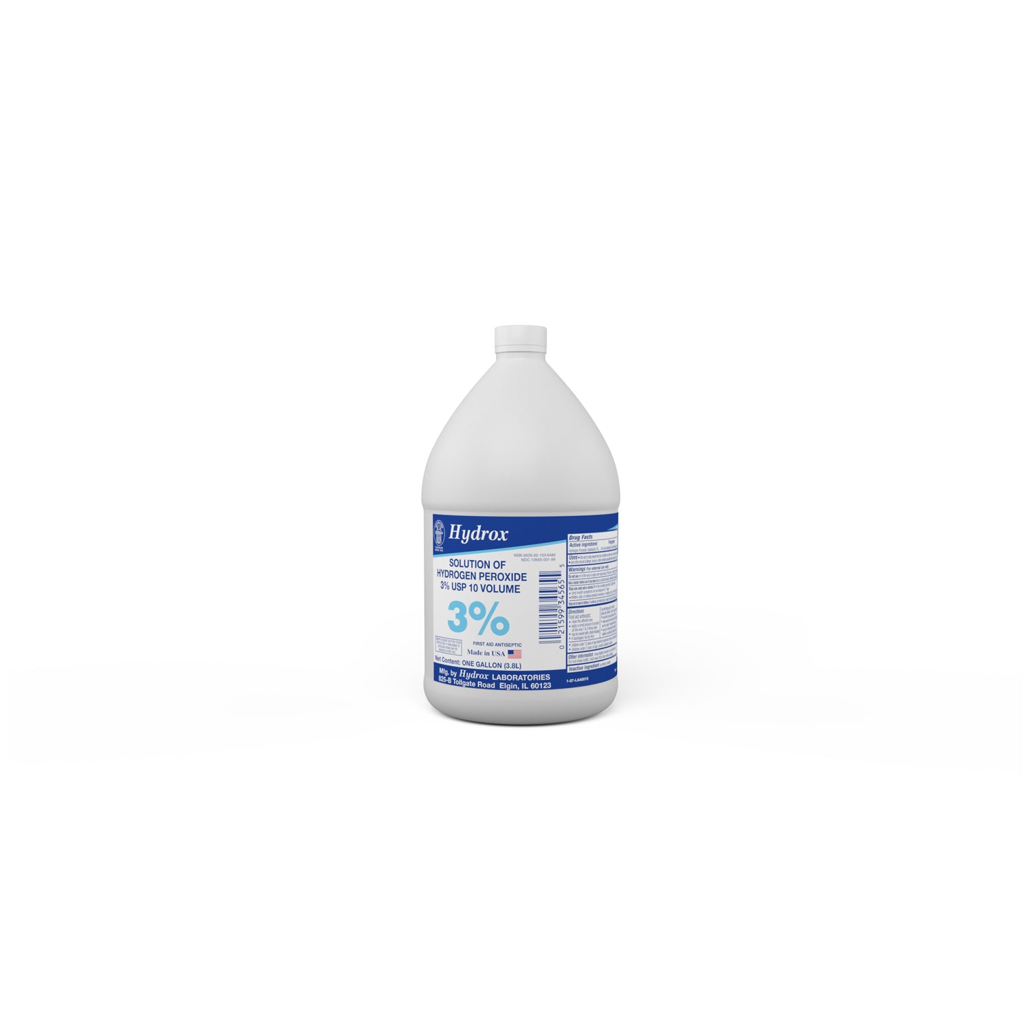 HYDROX LABORATORIES HYDROGEN PEROXIDE Hydrogen Peroxide 3%, 1 Gal, 4 gal/cs