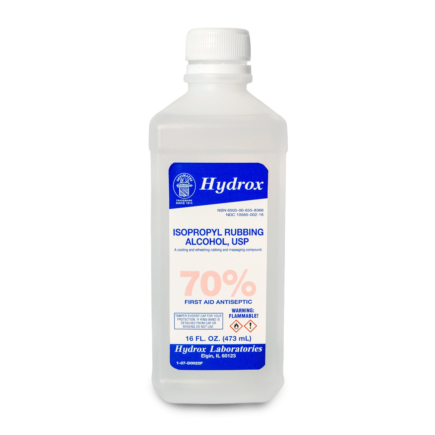 HYDROX LABORATORIES ISOPROPYL ALCOHOL Isopropyl Rubbing Alcohol 70%, USP, 16 oz, 12 btl/cs (HAZMAT Fees Apply, cannot ship via Air or to AK, GU, HI, MP, PR, VI)