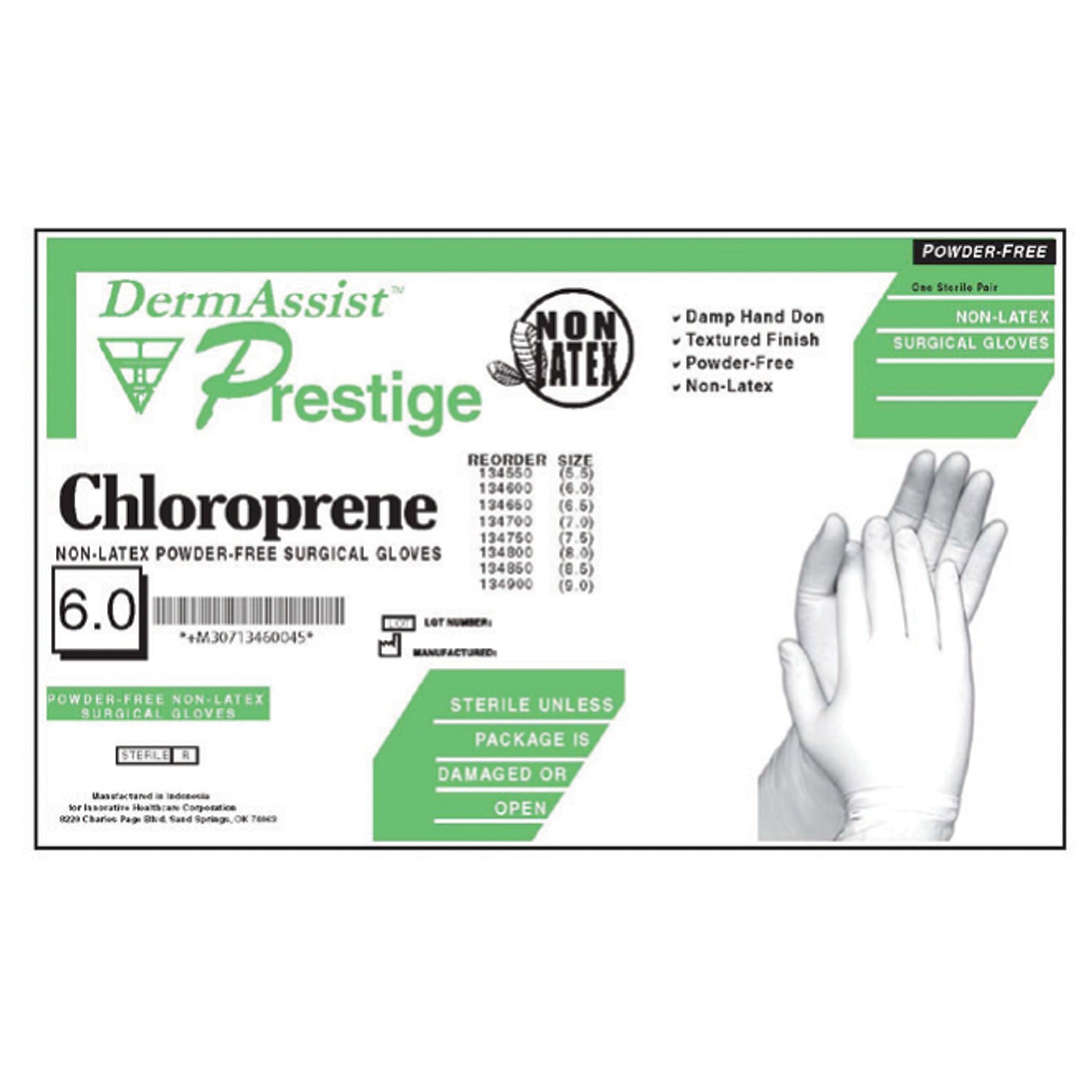 INNOVATIVE PRESTIGE® CHLOROPRENE POWDER-FREE SURGICAL Gloves, Surgical, Size 81/2, Polychloroprene, Sterile, PF, Textured Finish, 25 pr/bx, 4 bx/cs