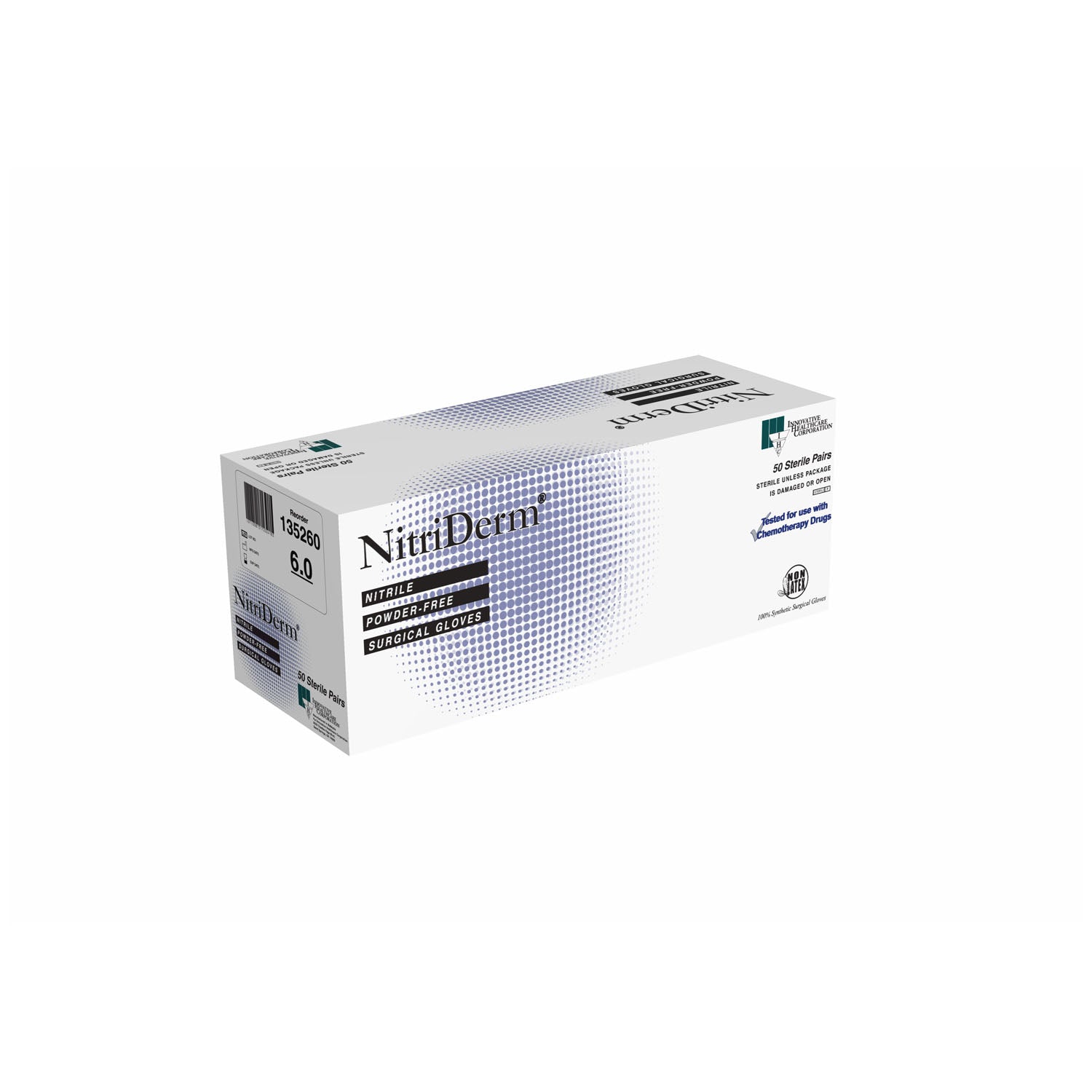 INNOVATIVE NITRIDERM® STERILE POWDER-FREE SURGICAL Gloves, Surgical, Size 6, Nitrile, Sterile, PF, Textured, 50 pr/bx, 4 bx/cs (56 cs/plt)