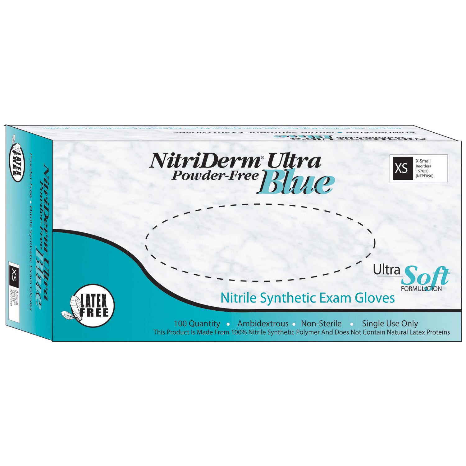 INNOVATIVE NITRIDERM® ULTRA BLUE NITRILE SYNTHETIC POWDER-FREE NON-STERILE EXAM Gloves, Exam, X-Large, Nitrile, Chemo Tested, Non-Sterile, PF, Textured, Blue, 100/bx, 10 bx/cs (96 cs/plt)
