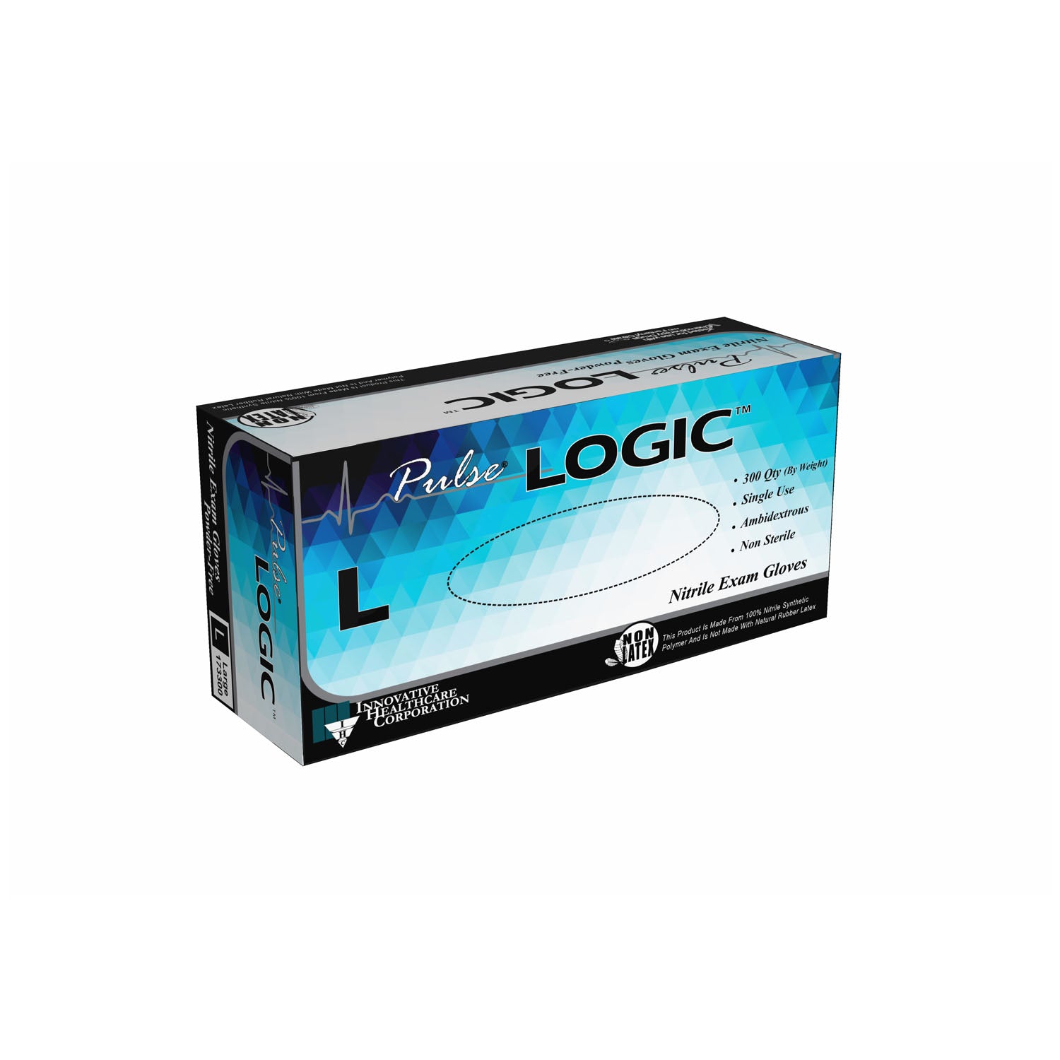INNOVATIVE PULSE® LOGIC™ NITRILE EXAM Glove, Exam, Nitrile, Thinfilm, Powder-Free (PF), Blue, Large, Non-Sterile (NS), 300/bx, 10 bx/cs (50 cs/plt)