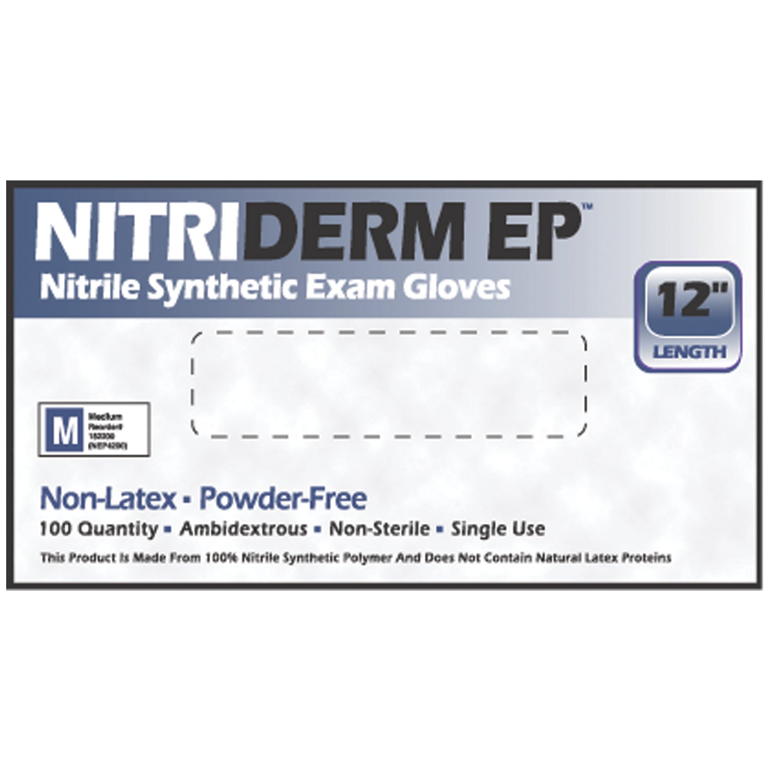 INNOVATIVE NITRIDERM® EP NITRILE SYNTHETIC POWDER-FREE EXAM Gloves, Exam, Nitrile, X-Large, Chemo, Extended Cuff, Blue, Non-Sterile, Powder-Free (PF), Textured, 5.5 mil, 100/bx, 10 bx/cs