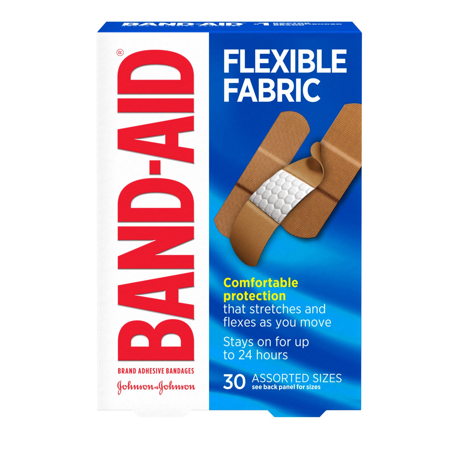 KENVUE BAND-AID® Flexible Fabric Adhesive Bandages, Assorted, 30/bx, 24 bx/cs (Pricing Subject to Change without Prior Notification)