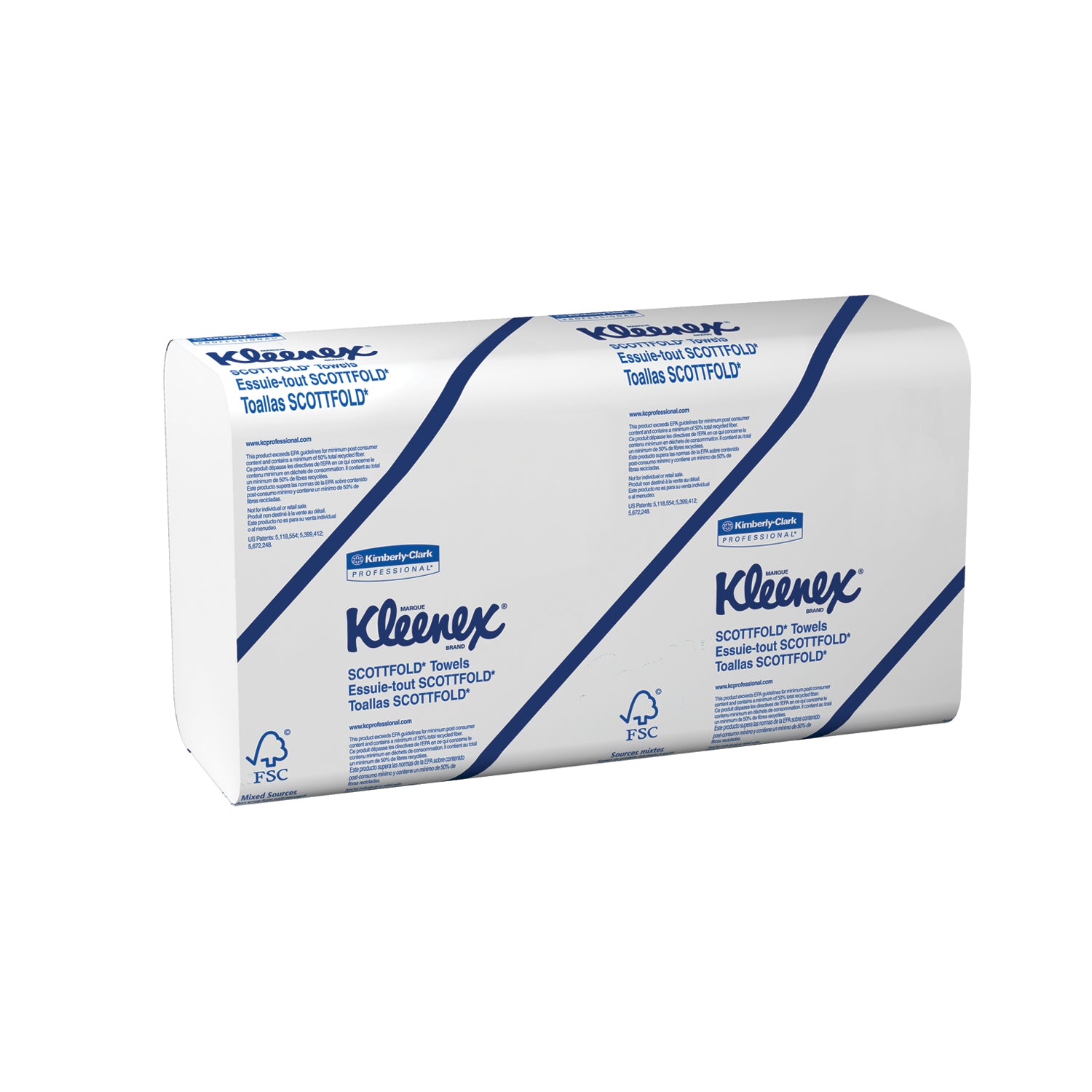 KIMBERLY-CLARK FOLDED TOWELS "Kleenex® ScottFold Towels, 8.1\" x 12.4\", White, 120 sheets/pk, 25 pk/cs "