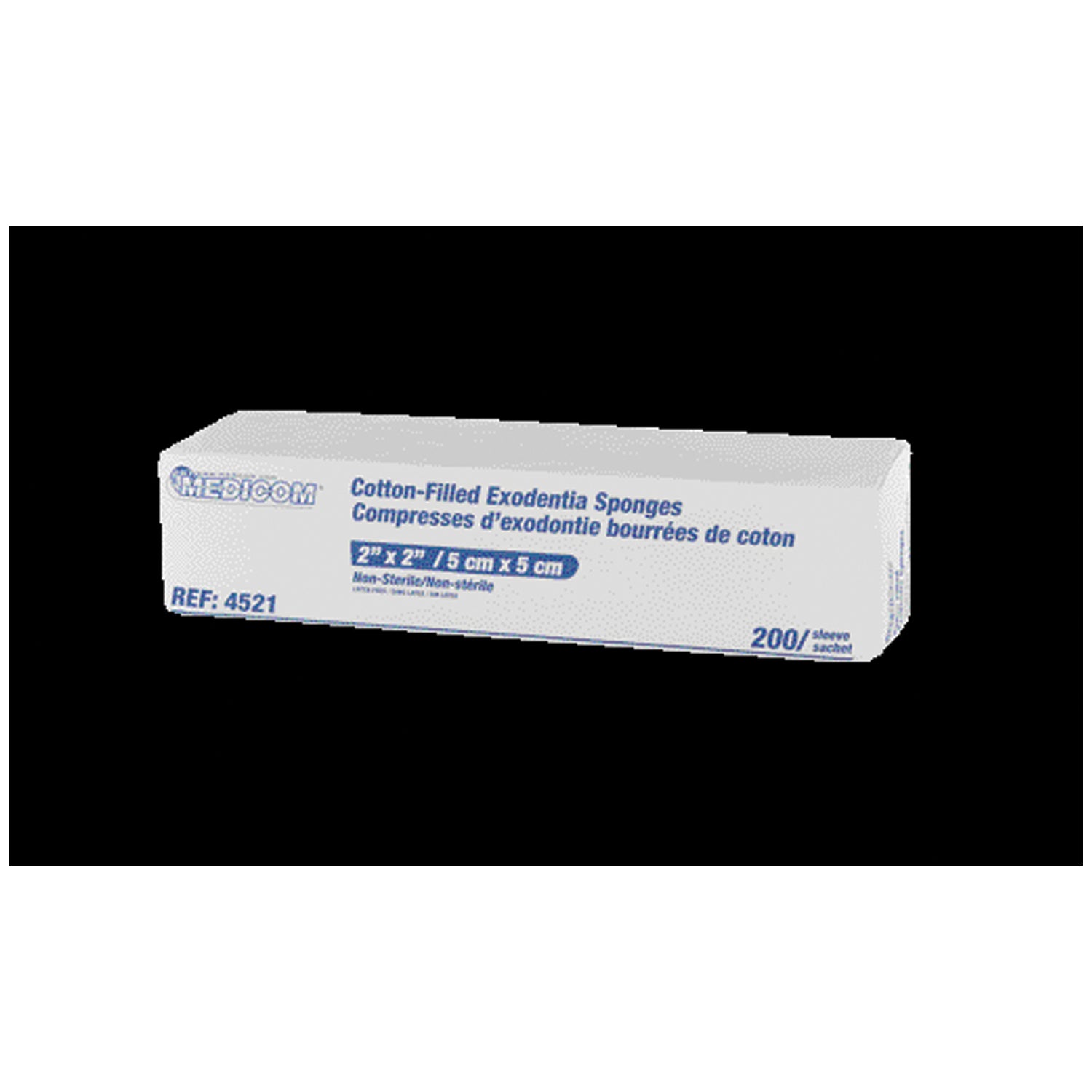 MEDICOM EXODONTIA COTTON-FILLED GAUZE "Gauze, 2\" x 2\", 8-Ply, Non-Sterile, 200/slv, 25slv/cs (80 cs/plt) (Not Available for sale into Canada)"