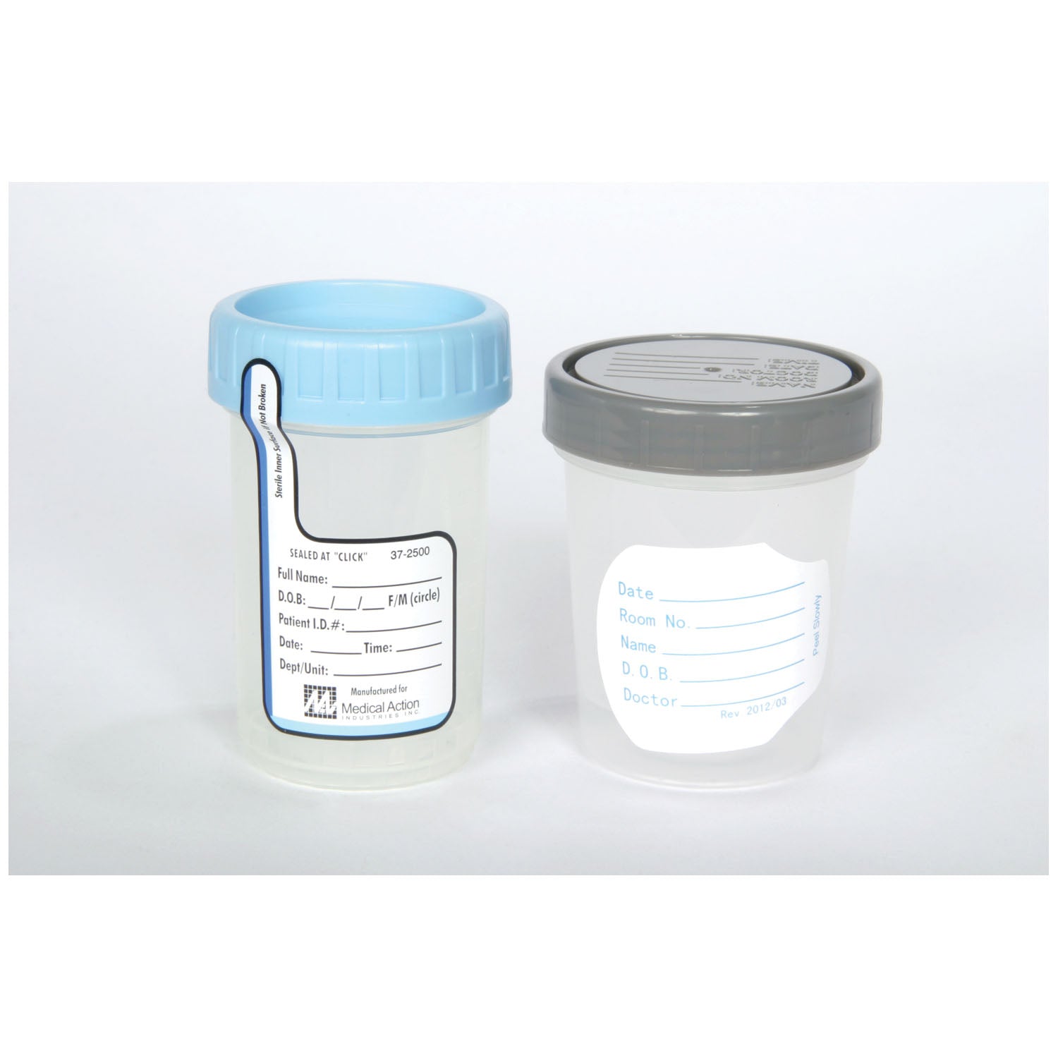 MEDEGEN STERILE SPECIMEN CONTAINER Specimen Container, 4 oz, Label & Gray Lid, Polybag, 100/cs