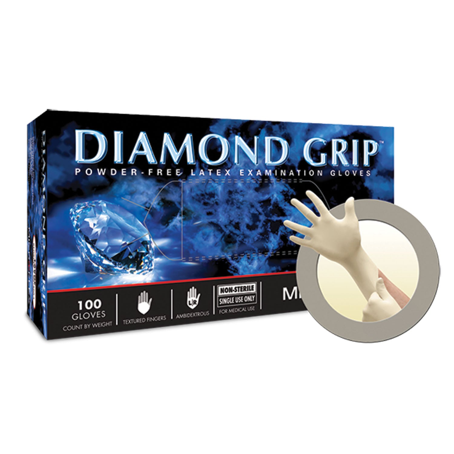 ANSELL MICROFLEX DIAMOND GRIP™ POWDER-FREE LATEX Exam Gloves, PF Latex, Textured Fingers, Small, 100/bx, 10 bx/cs