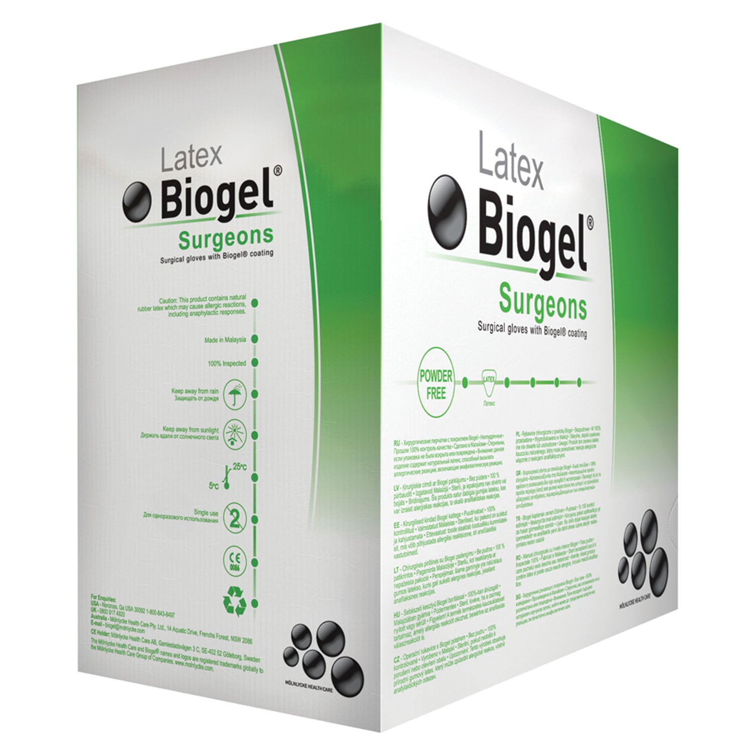 MOLNLYCKE BIOGEL® S Surgeon Glove, Size 71/2, Sterile, Latex, Powder Free