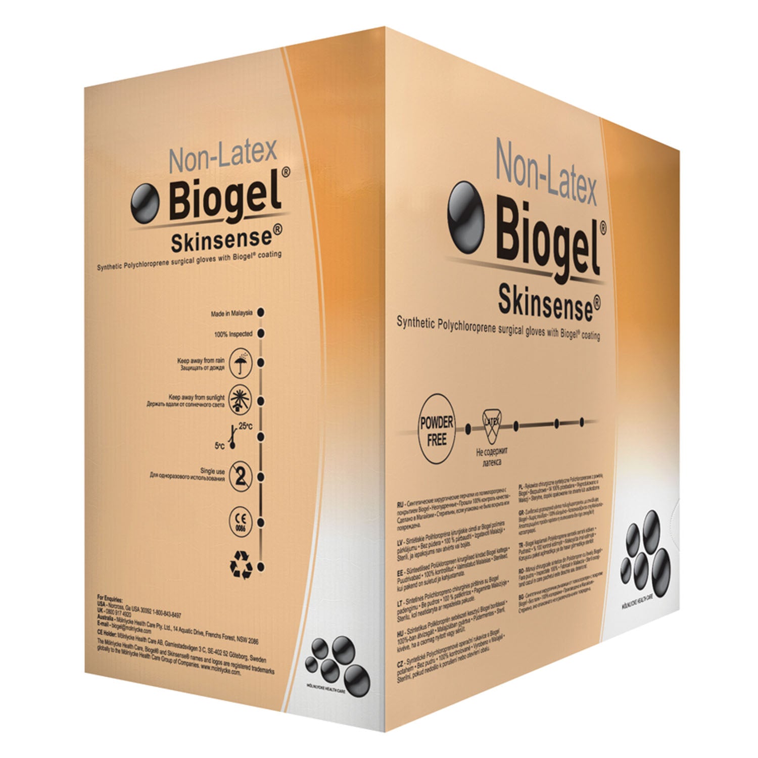 MOLNLYCKE BIOGEL® SKINSENSE® GLOVES Surgical Glove, Size 71/2, Sterile, Non-Latex, Powder Free