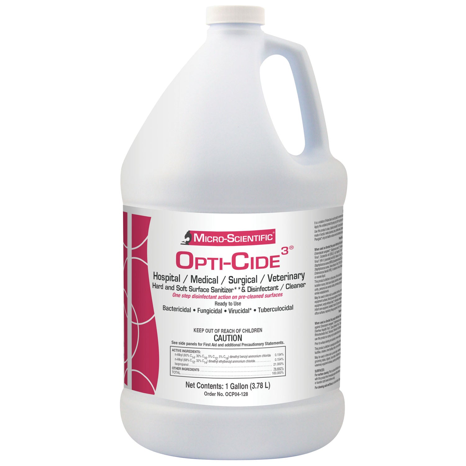 MICRO-SCIENTIFIC OPTI-CIDE3® DISINFECTANT Opti-Cide3 Disinfectant, 1 Gallon Pour Bottle, 4/cs (HAZMAT Fees Apply, cannot ship via Air or to AK, GU, HI, MP, PR, VI) (36 cs/plt)