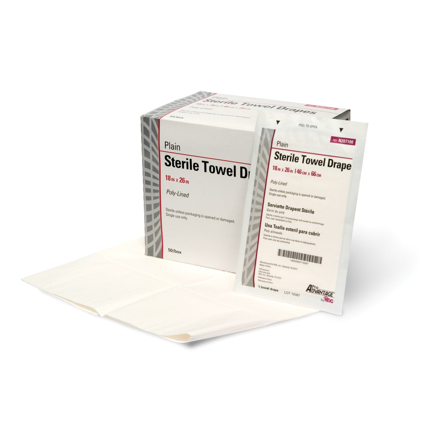 PRO ADVANTAGE® STERILE TOWEL DRAPE Plain Towel Drape, 18" x 26", Folded To 4½" x 6½", Latex Free