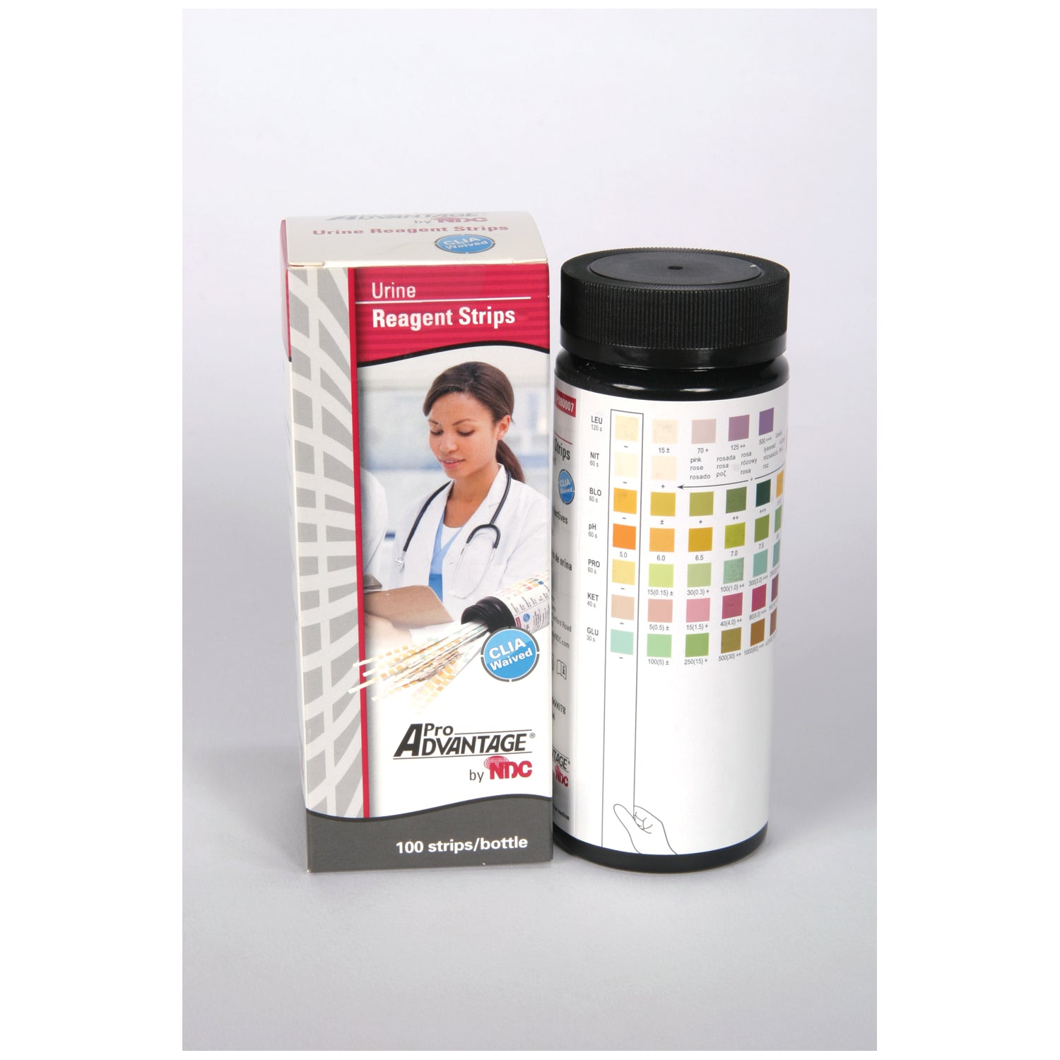 PRO ADVANTAGE URINE REAGENT STRIPS, 7 Parameter, Leukocytes, Nitrite, Protein, pH, Blood, Ketone, Glucose, CLIA Waived, 100/btl