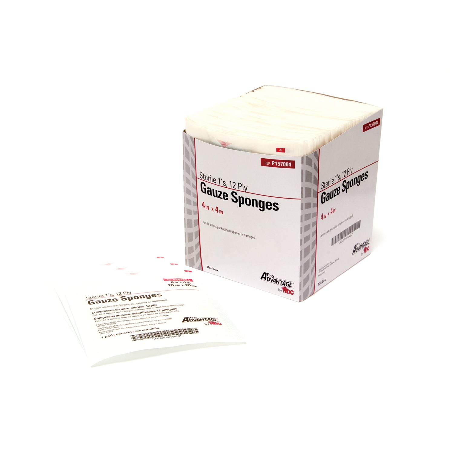 PRO ADVANTAGE® GAUZE SPONGES - STERILE Gauze Sponge, 1s, 4" x 4", 12-Ply, Sterile, 100/bx, 12 bx/cs