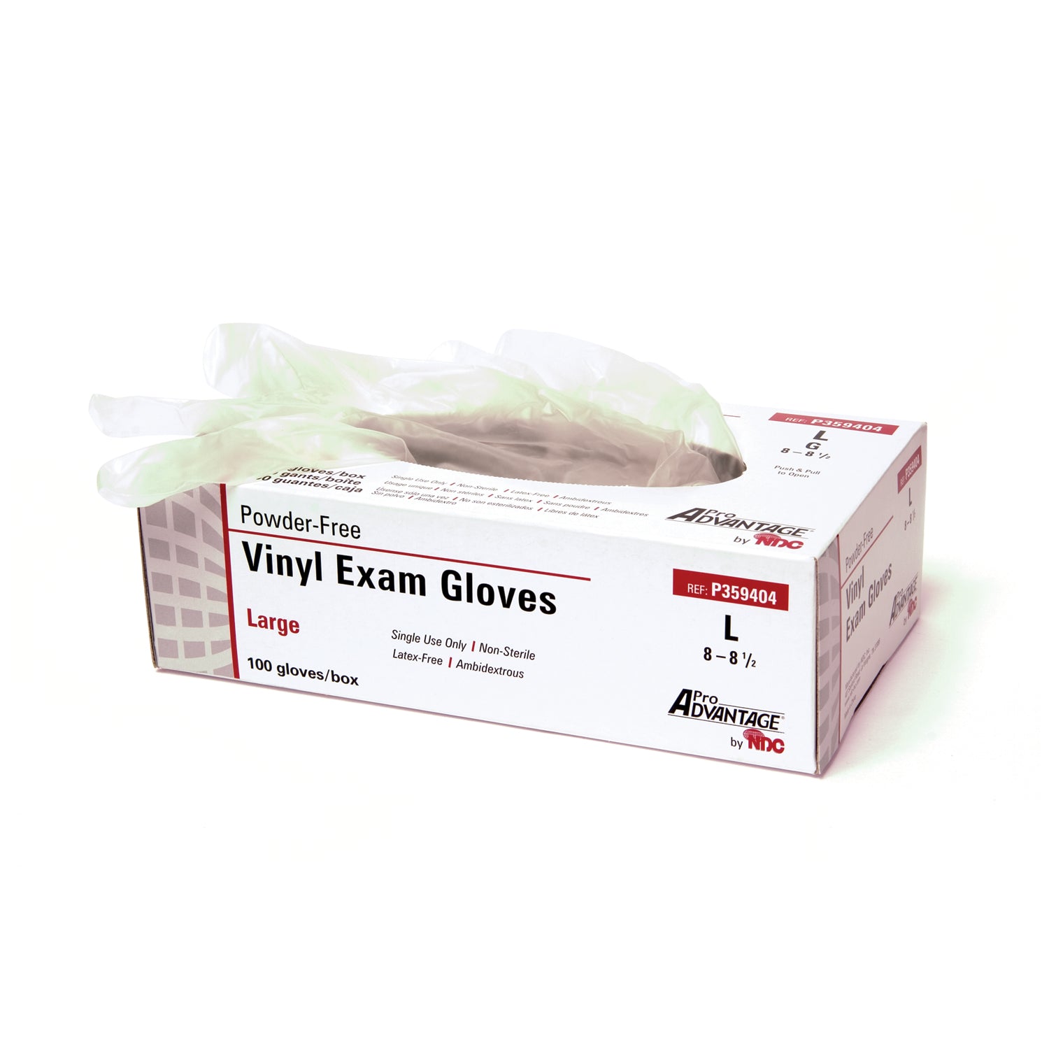 PRO ADVANTAGE® VINYL POWDER-FREE EXAM GLOVES Vinyl Exam Glove, Powder Free (PF), X-Large, 100/bx, 10 bx/cs (75 cs/plt) (WARNING: This product contains chemicals known to the State of California to cause cancer)