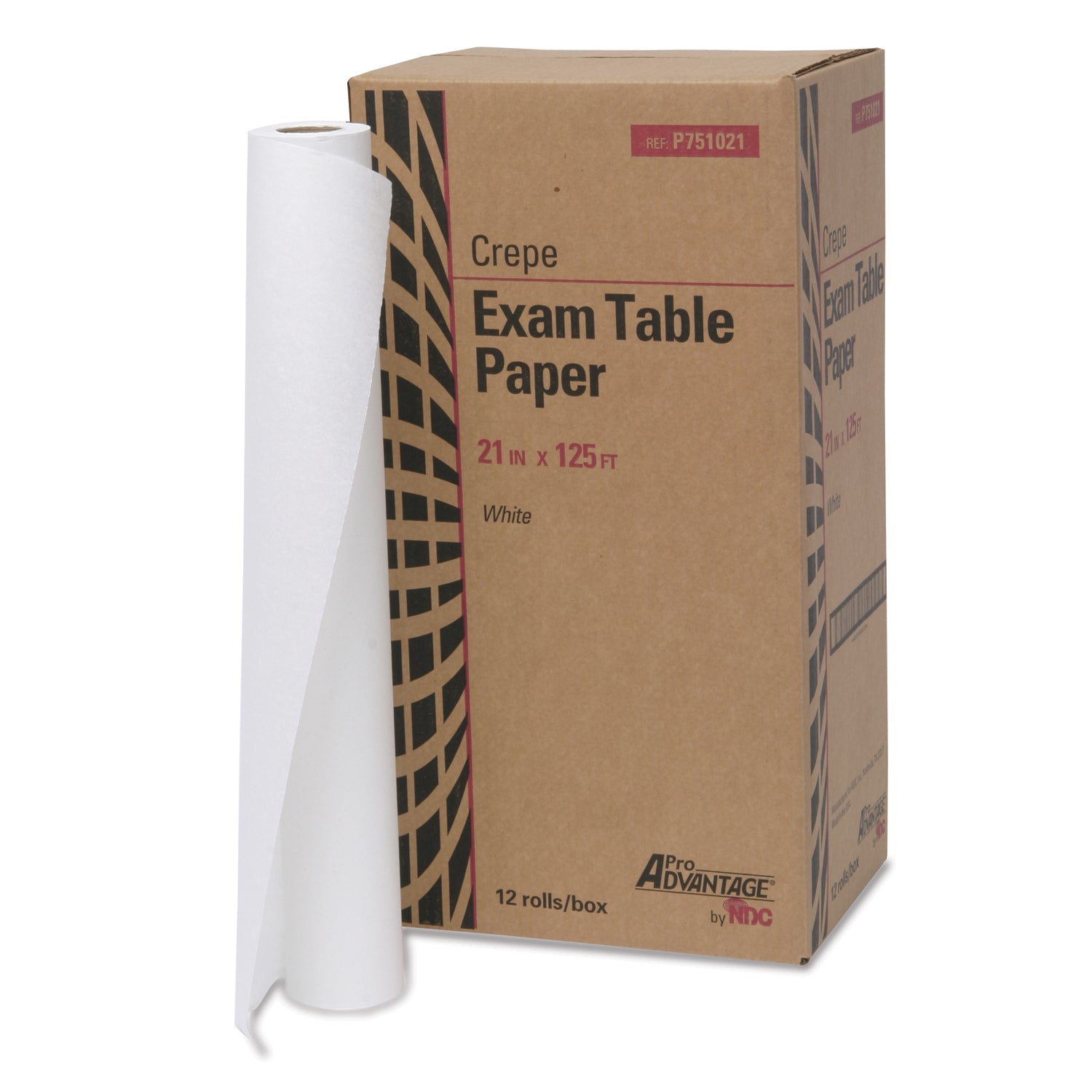 PRO ADVANTAGE® EXAM TABLE PAPER Exam Table Paper, 21" x 125 ft, White, Crepe, 12/cs
