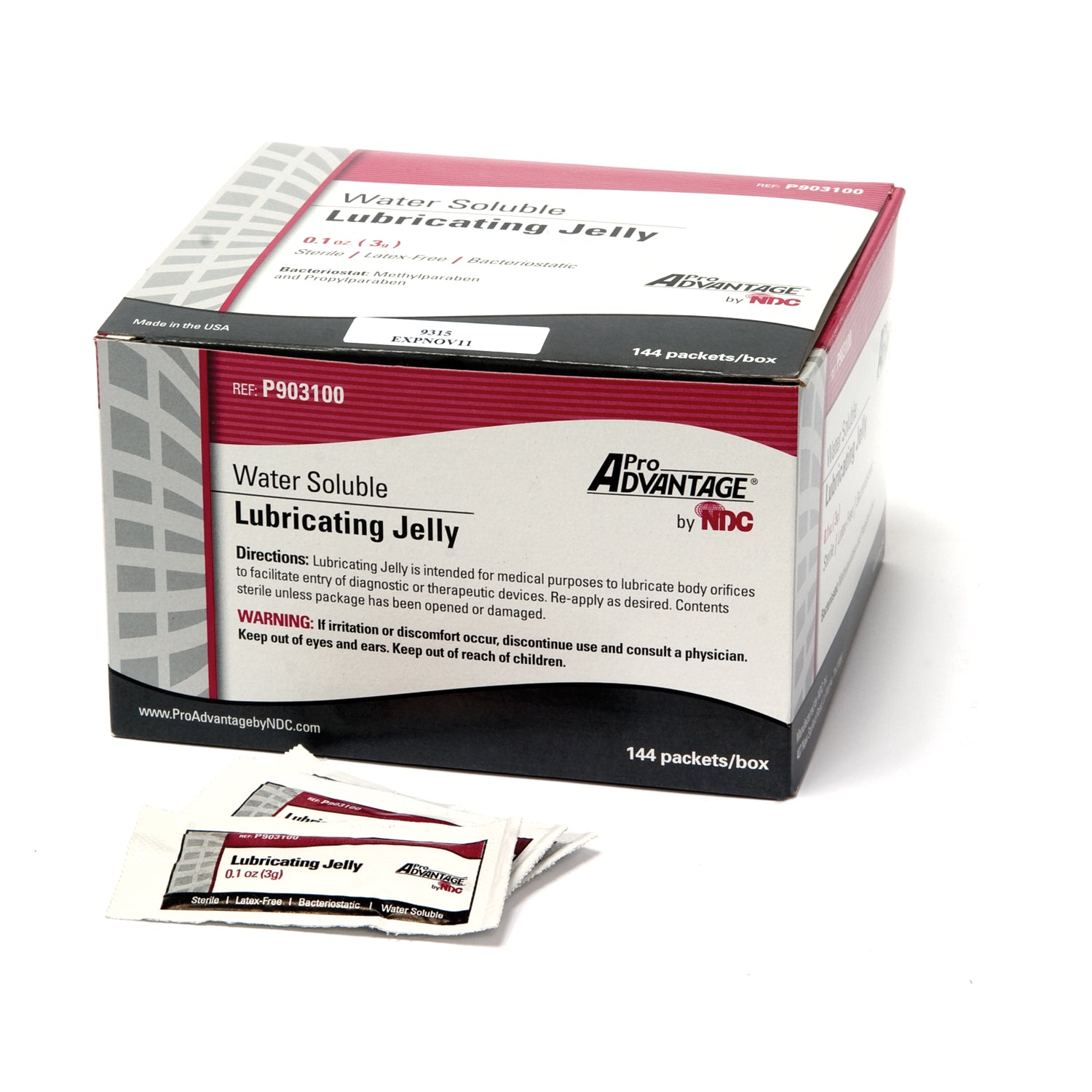 PRO ADVANTAGE® LUBRICATING JELLY Lubricating Jelly Packet, 3gm, Sterile, 144/bx, 12 bx/cs