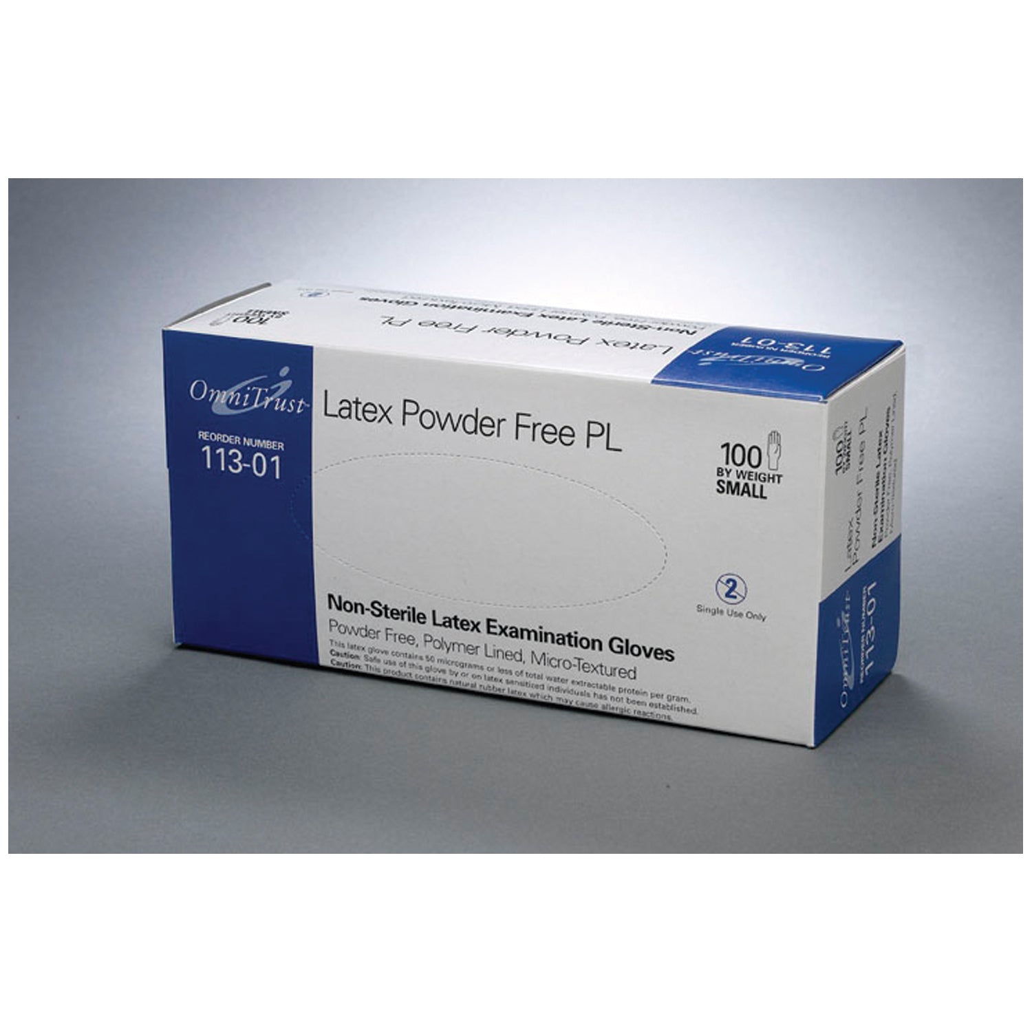 OMNI INTERNATIONAL OMNITRUST™ LATEX POWDER FREE PL EXAMINATION GLOVE Exam Glove, Latex, X-Large, Powder Free
