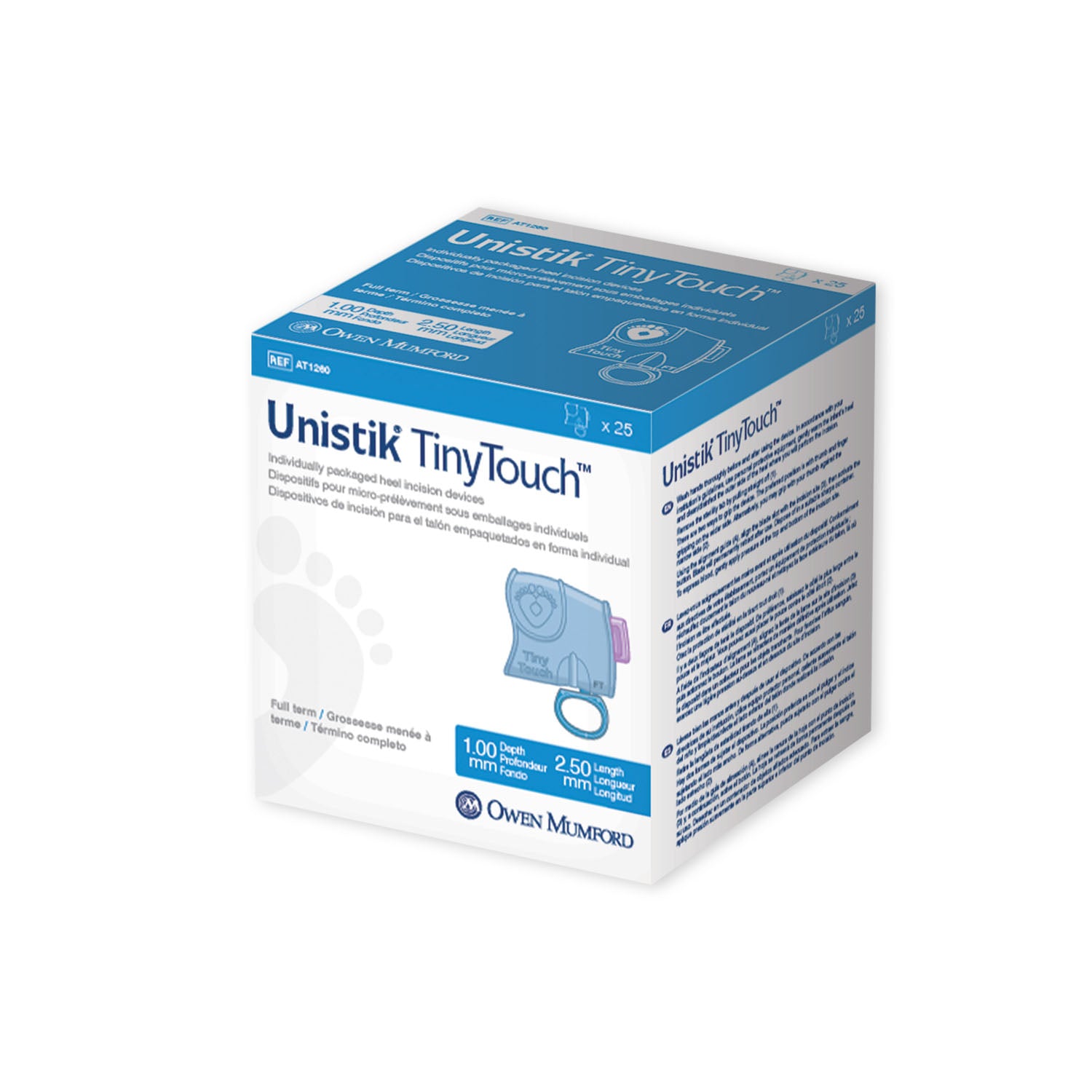 OWEN MUMFORD UNISTIK® TINY TOUCH HEEL Incision Device, 1.0 mm x 2.5mm, Full Term, Single Use, 50/bx