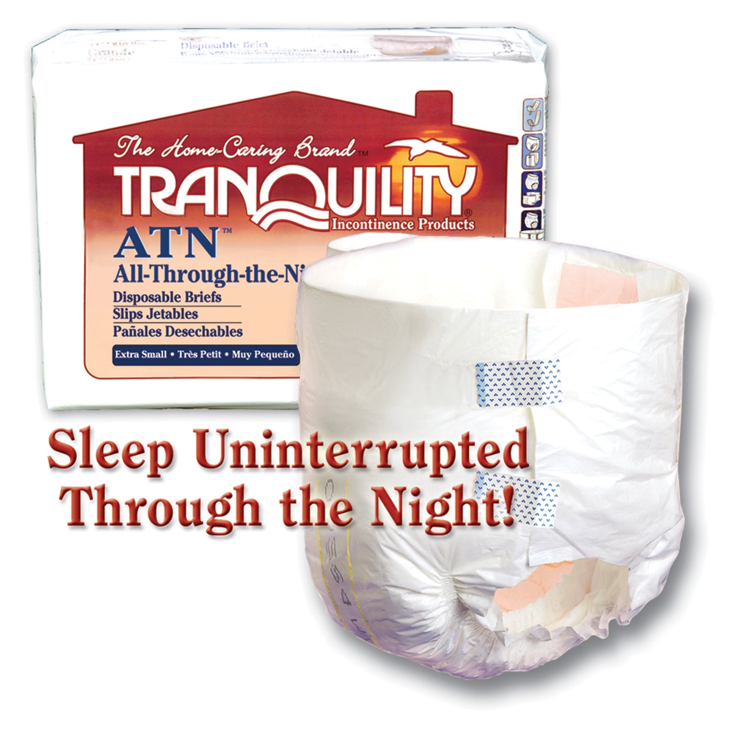 PRINCIPLE BUSINESS TRANQUILITY® ALL-THROUGH-THE-NIGHT DISPOSABLE BRIEFS "Brief, X-Large Adult, 56\" to 64\", 34 fl oz Capacity, 12/pk, 6 pk/cs "