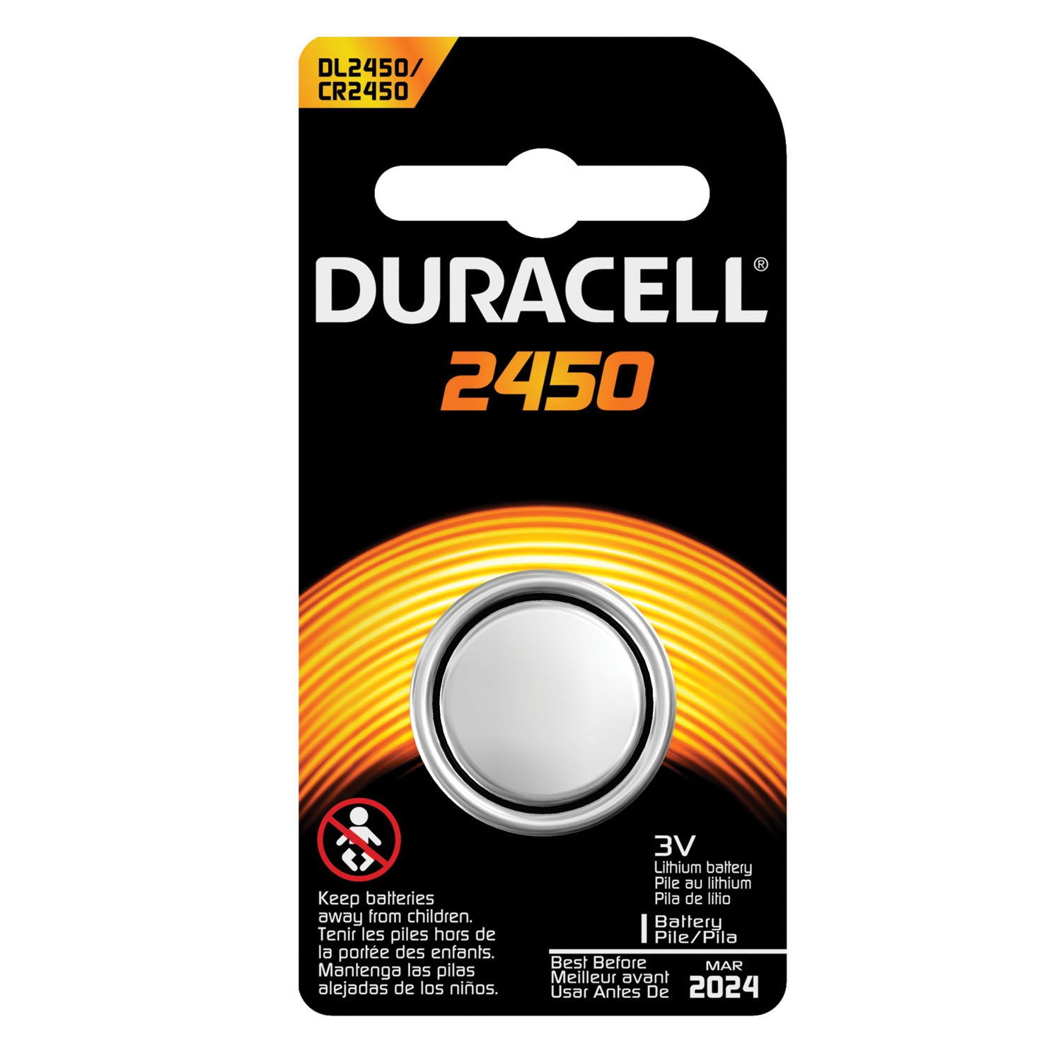 DURACELL® PROCELL® LITHIUM Battery, Lithium, Size DL2450, 3V, 6/bx