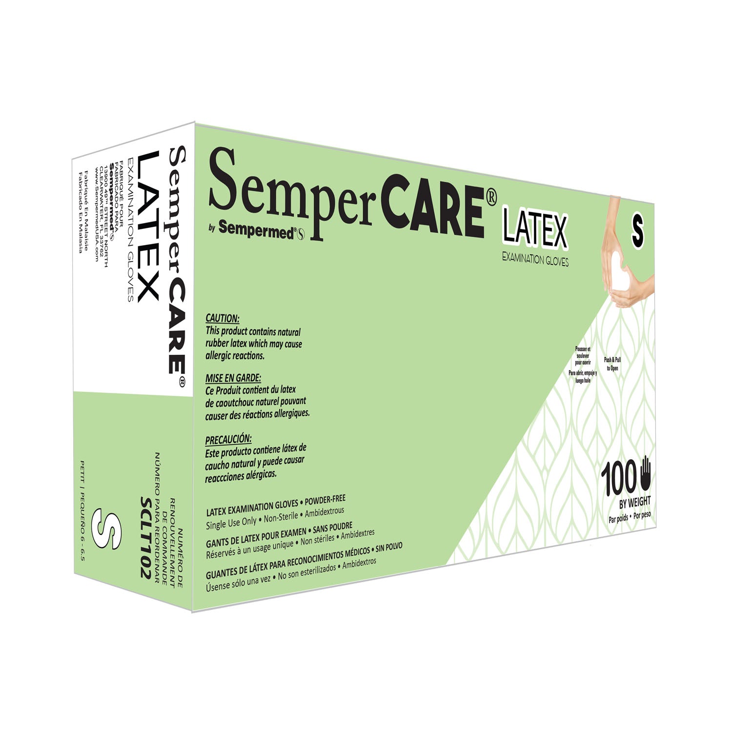 HARPS USA SEMPERCARE® LATEX S - POWDER-FREE Exam Glove, Latex, Powder-Free (PF), Textured, Small, 100/bx, 10 bx/cs