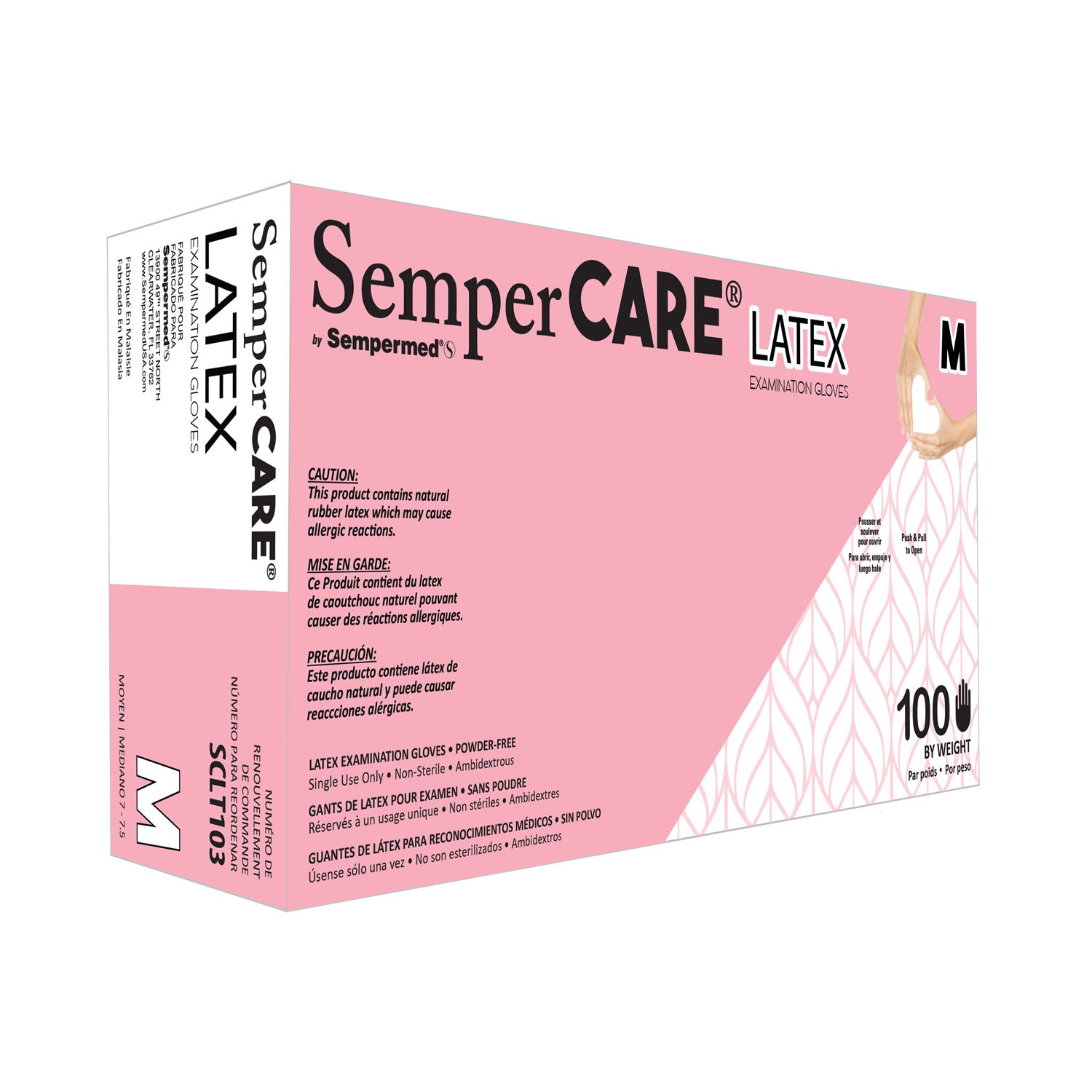 HARPS USA SEMPERCARE® LATEX S - POWDER-FREE Exam Glove, Latex, Powder-Free (PF), Textured, Medium, 100/bx, 10 bx/cs (70 cs/plt)