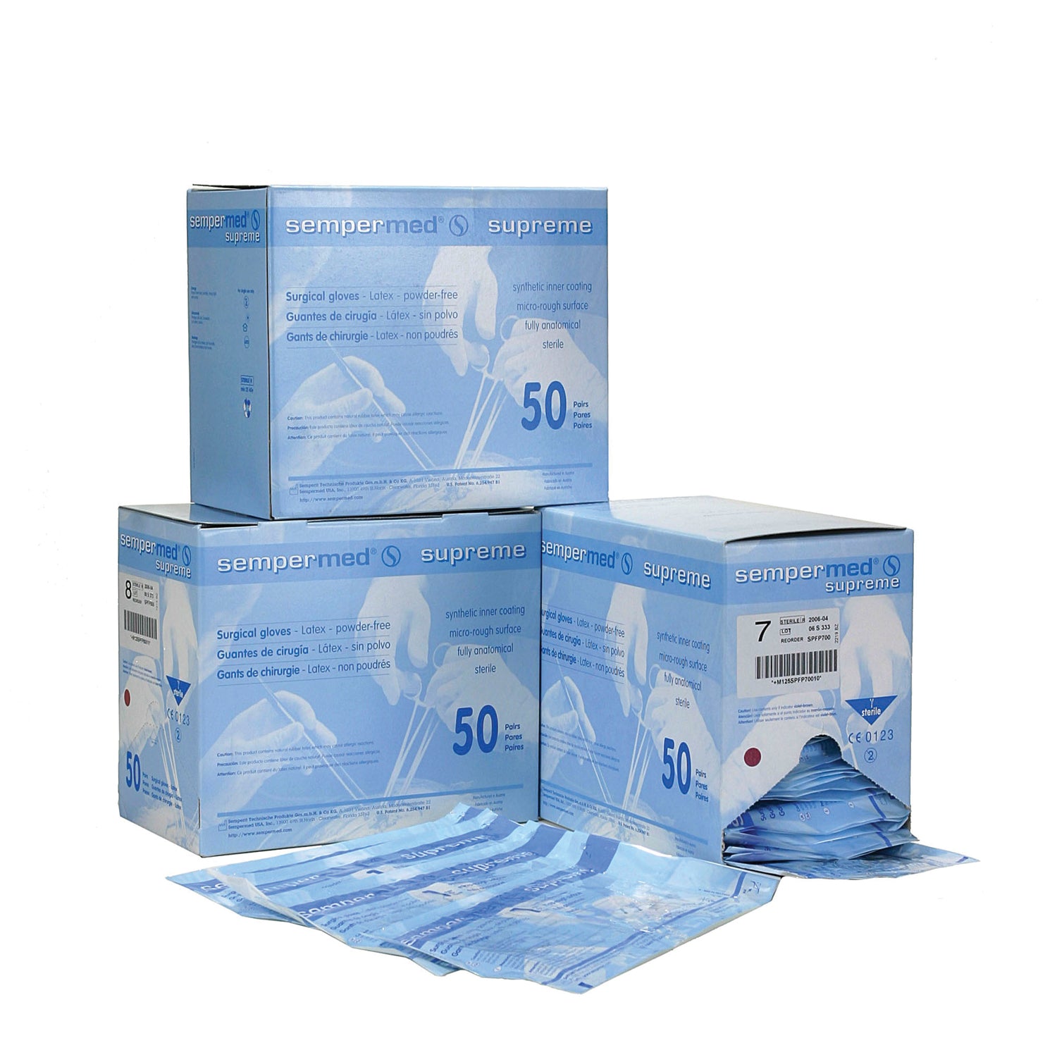HARPS USA SUPREME LATEX POWDER FREE GLOVE Surgical Glove, Sterile, Powder Free (PF), Size 81/2, Latex, Beaded Cuff, Micro-Rough Surface, Hand Specific, 50 pr/bx, 6 bx/cs