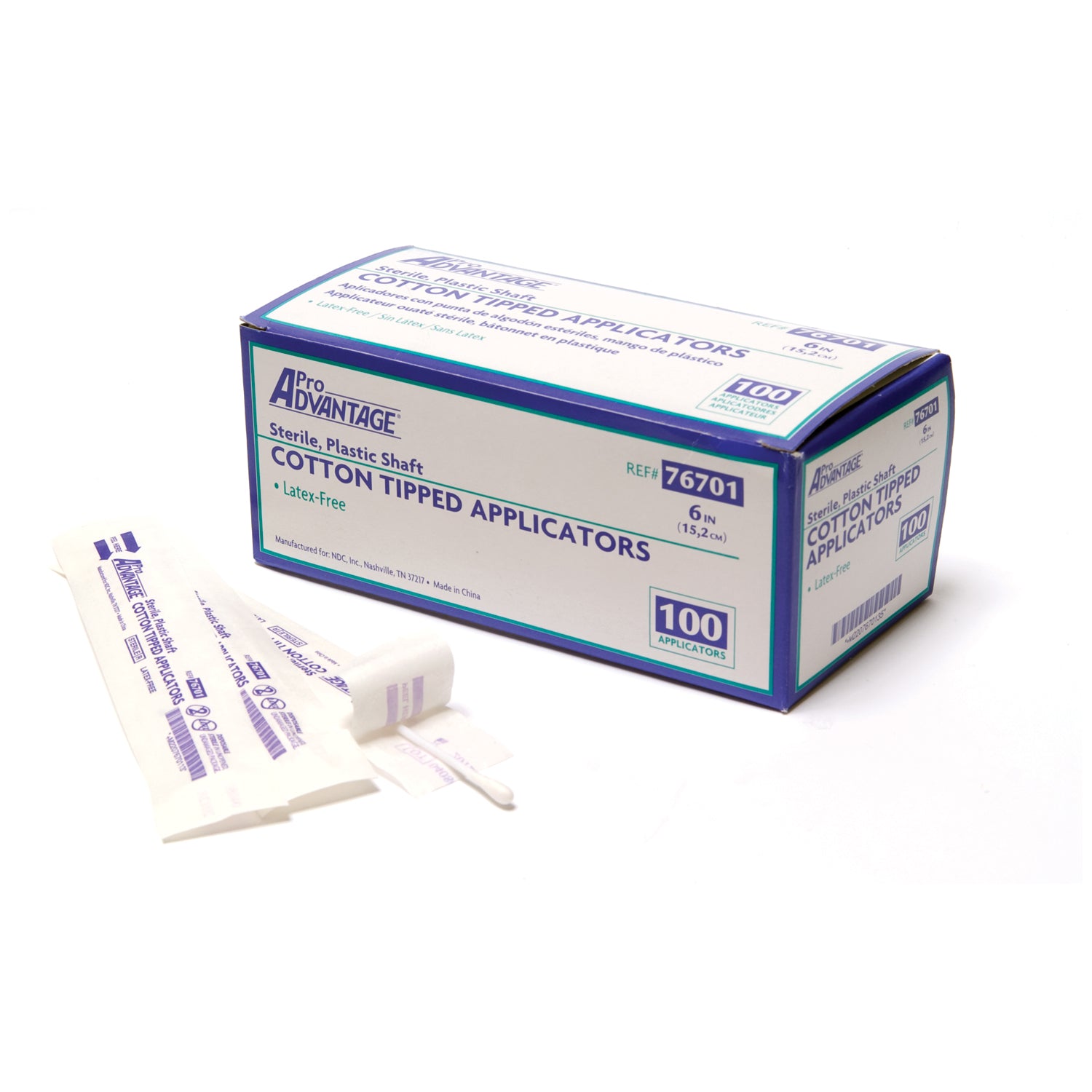 PRO ADVANTAGE® APPLICATOR Cotton-Tipped Applicator, 6" x 1/10", Plastic Shaft, Sterile, 1/pk, 100 pk/bx, 10 bx/cs