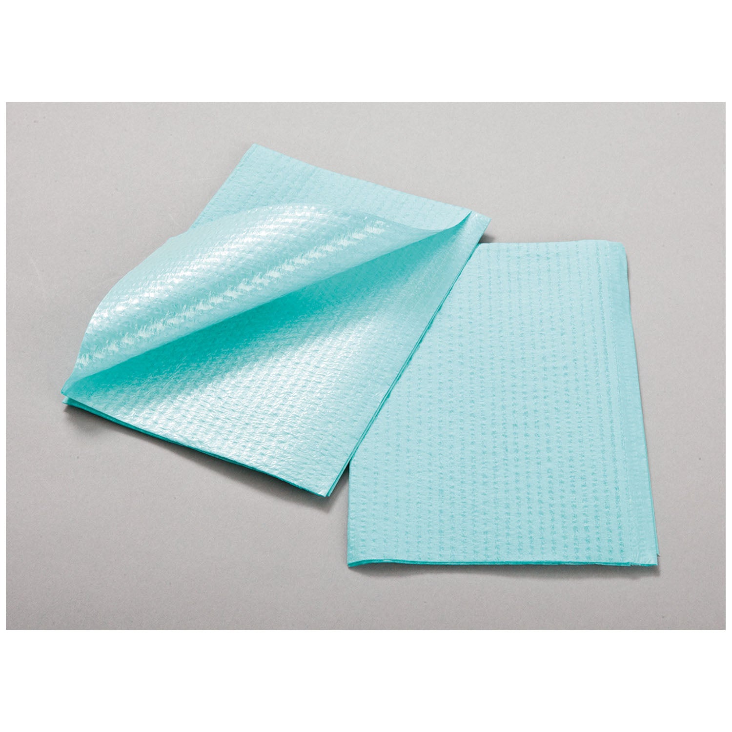 TIDI 3-PLY TISSUE/POLY TOWEL & BIB "Towel, 3-Ply Tissue & Poly, Blue, 13\" x 18\", Rib Embossed, 500/cs"
