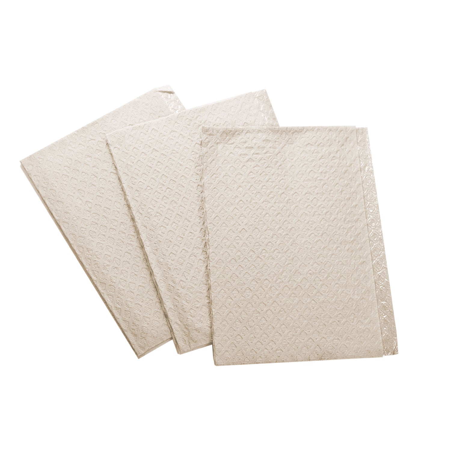 TIDI® ECONOMY 2-PLY TISSUE/POLY TOWELS "Diamond Embossed Towel, 13\" x 18\", 2-Ply Tissue, Poly-Backed, White, 500/cs"