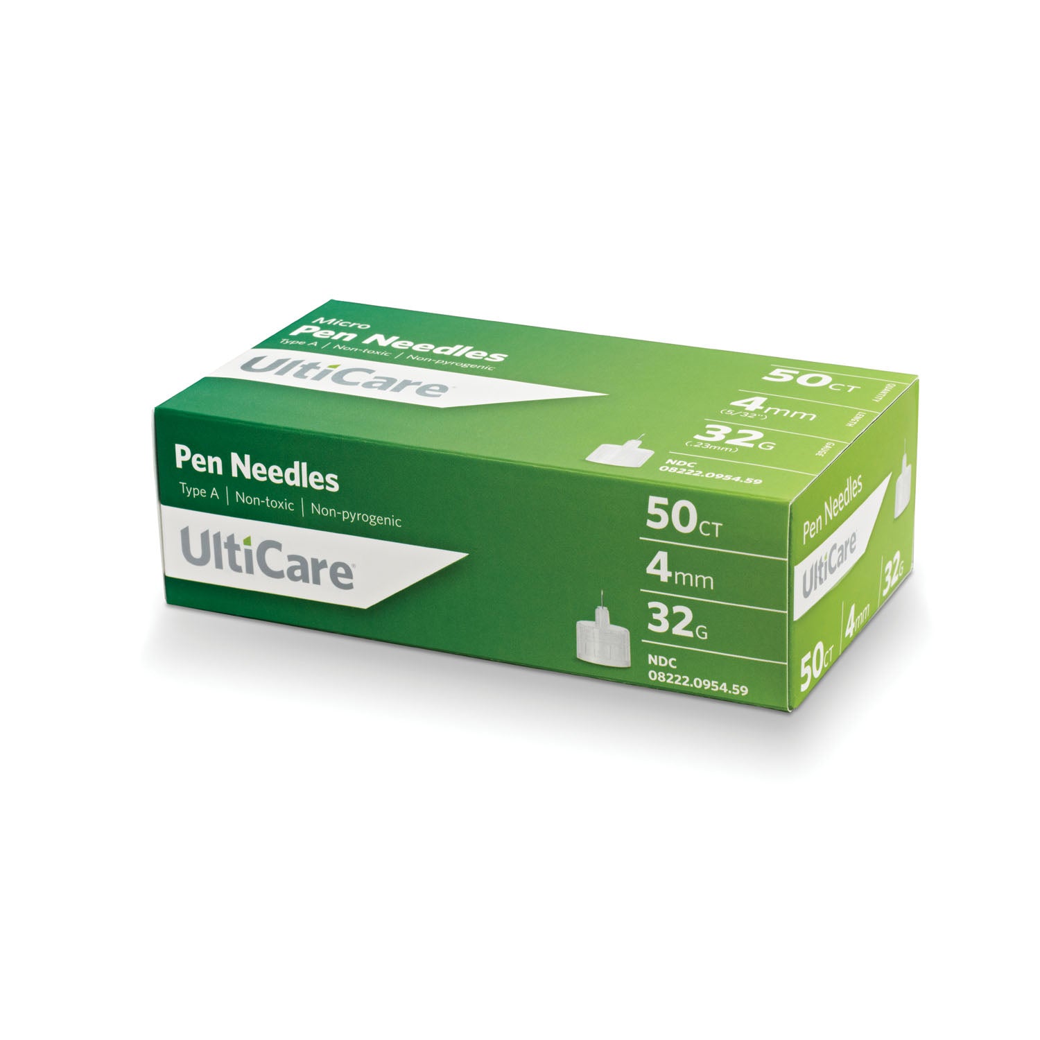 ULTIMED ULTICARE PEN NEEDLES "Pen Needle, 4mm Depth, 32G x 5/32\", 50/bx"
