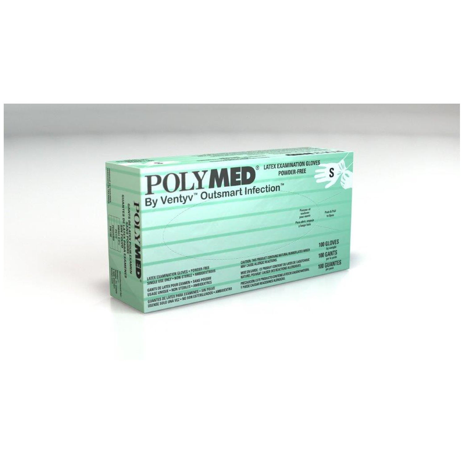 VENTYV POLYMED LATEX EXAM POWDER-FREE GLOVES Glove, Exam, Latex, Small