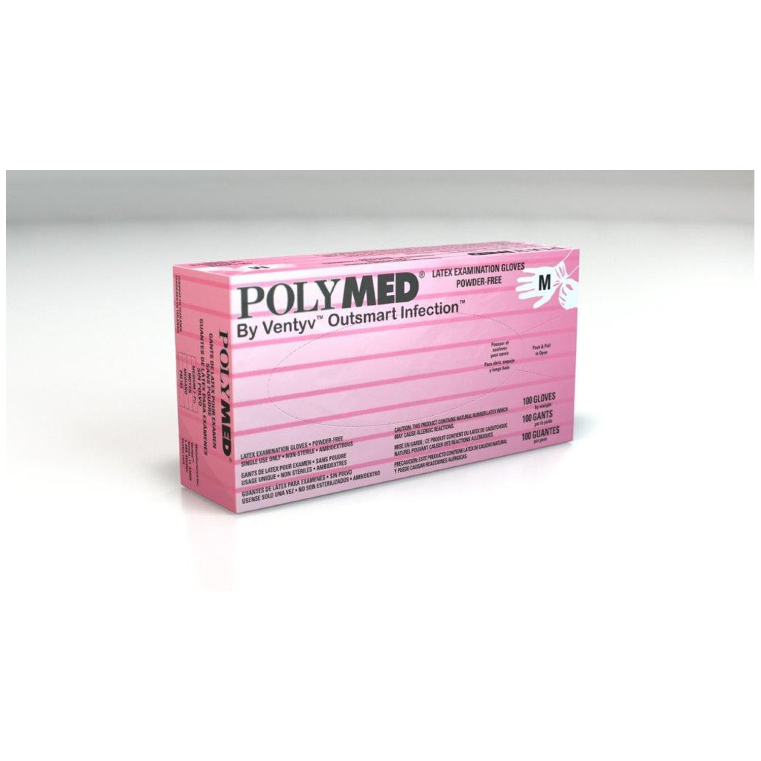 VENTYV POLYMED LATEX EXAM POWDER-FREE GLOVES Glove, Exam, Latex, Medium